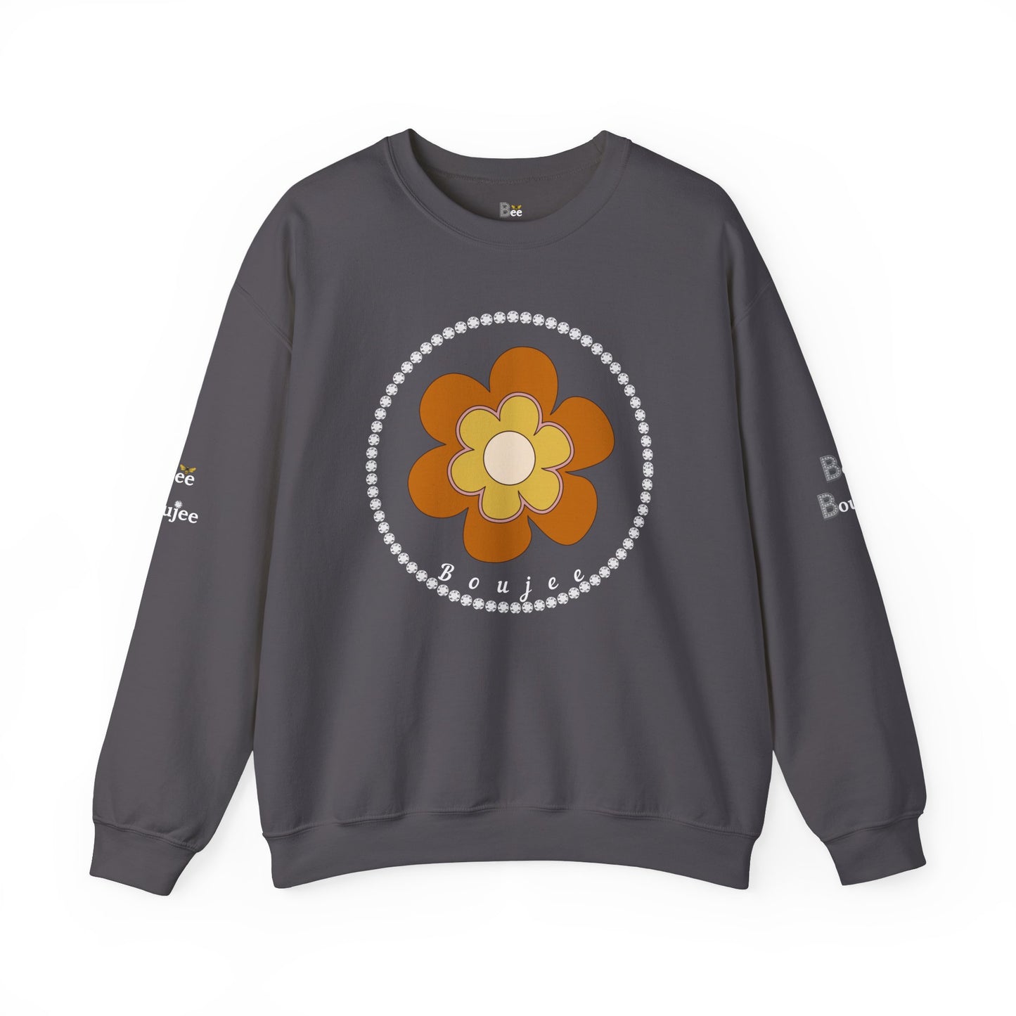 Boujee Brown Flower - Heavy Blend™ Dark Colors Crewneck Sweatshirt