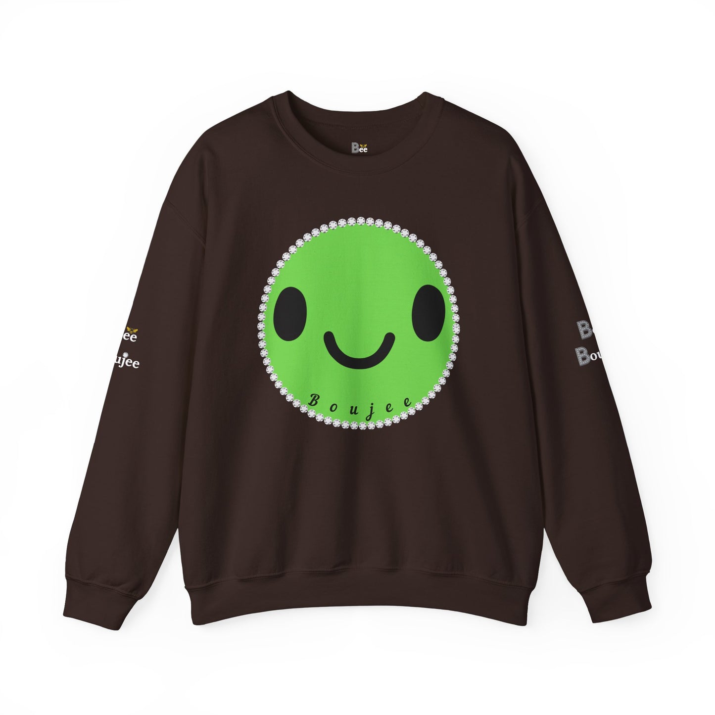 Boujee Smiley Face Green - Heavy Blend™ Dark Colors Crewneck Sweatshirt