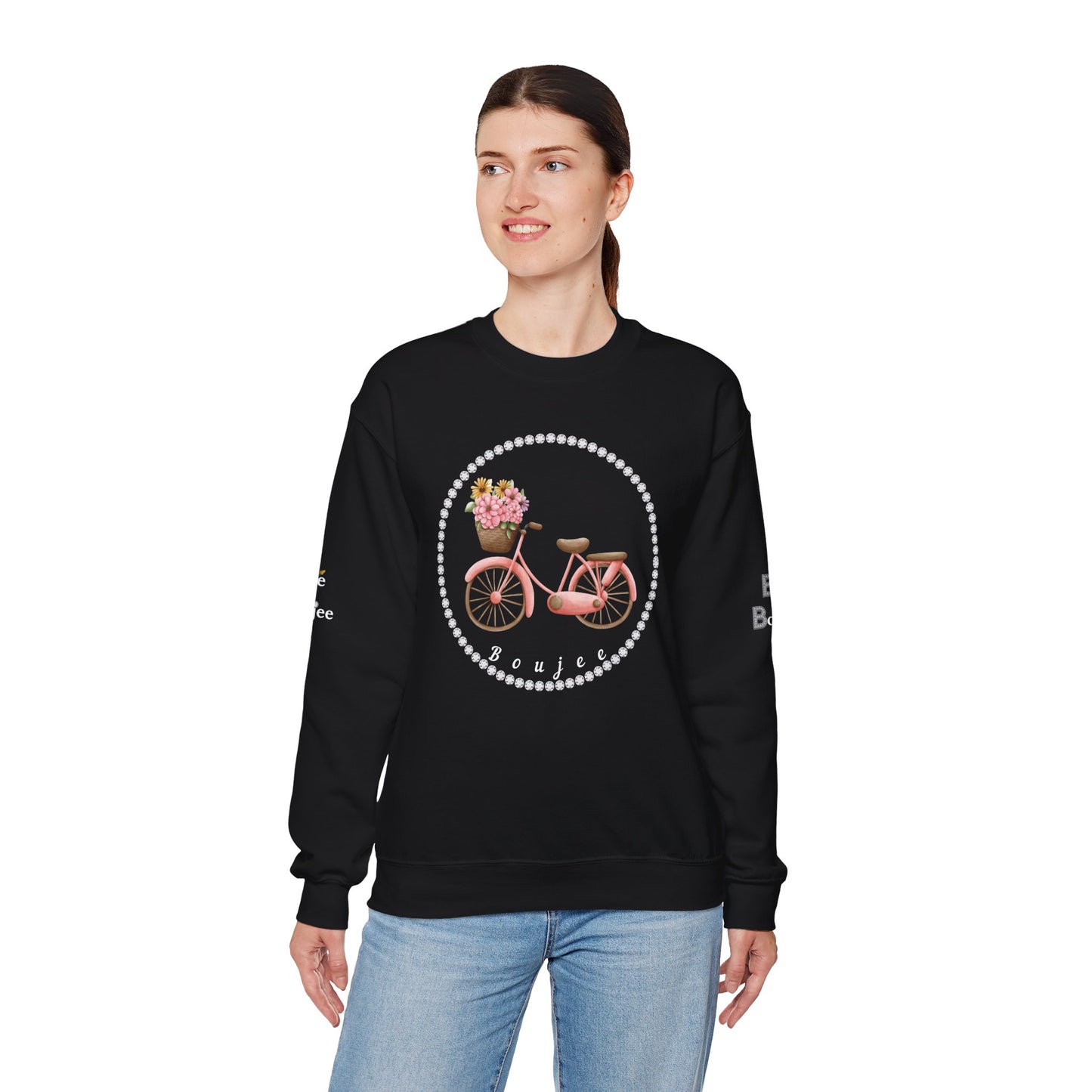 Boujee Bicycle Bouquet - Heavy Blend™ Dark Colors Crewneck Sweatshirt