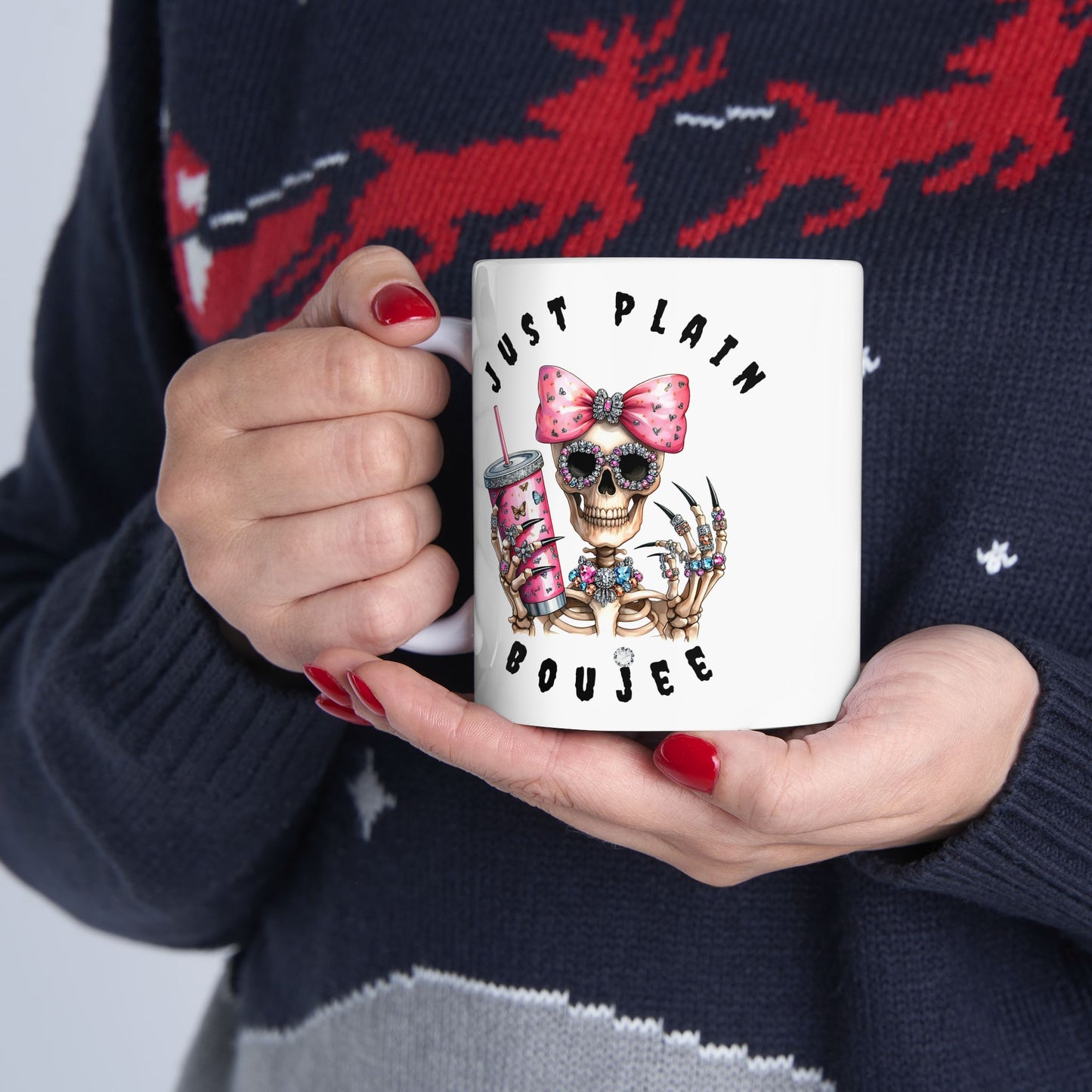 Halloween Just Plain Boujee WHITE Ceramic Mug, 11oz