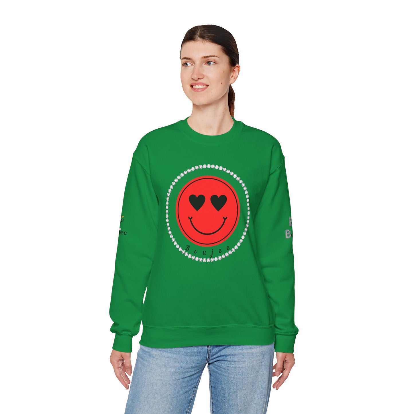 Boujee Smiley Face Heart Eyes Red - Heavy Blend™ Light Colors Crewneck Sweatshirt
