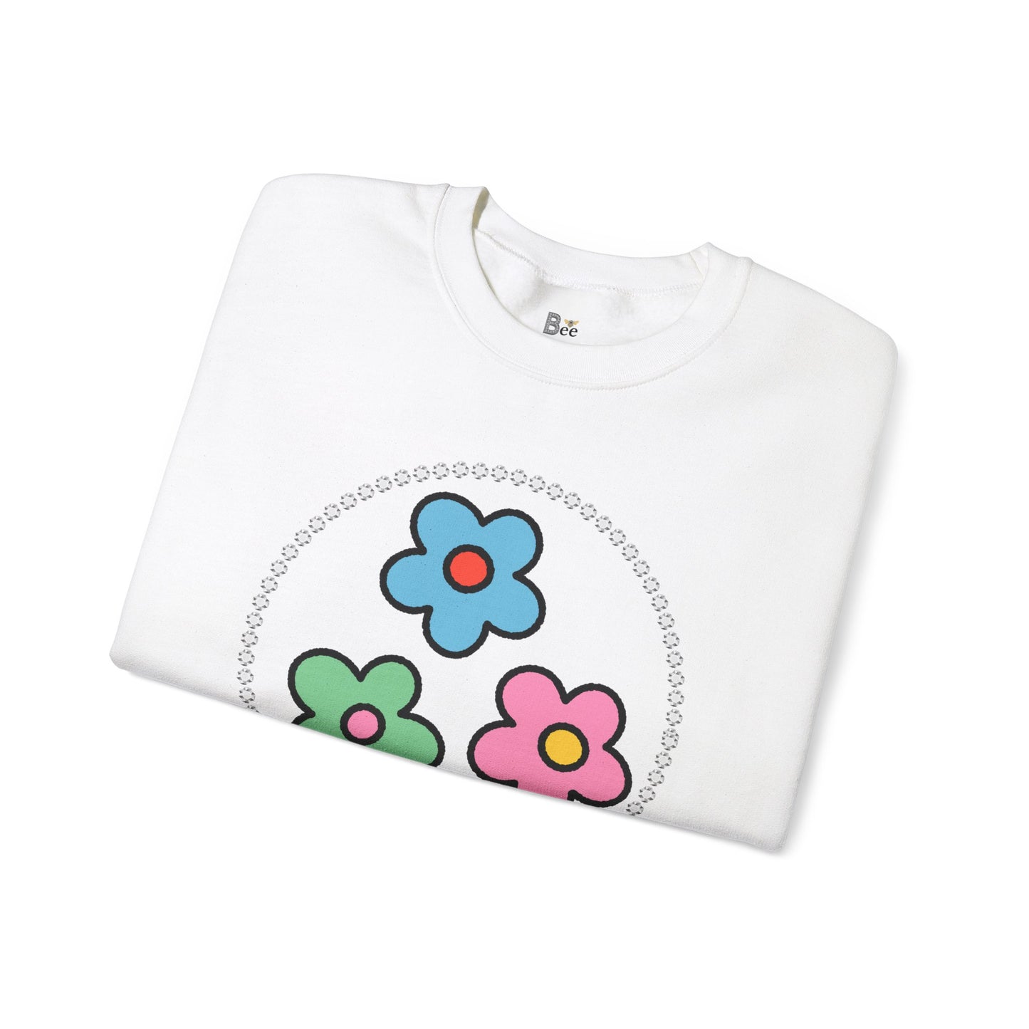 Boujee Mini Flowers Blue Pink Green - Heavy Blend™ Light Colors Crewneck Sweatshirt