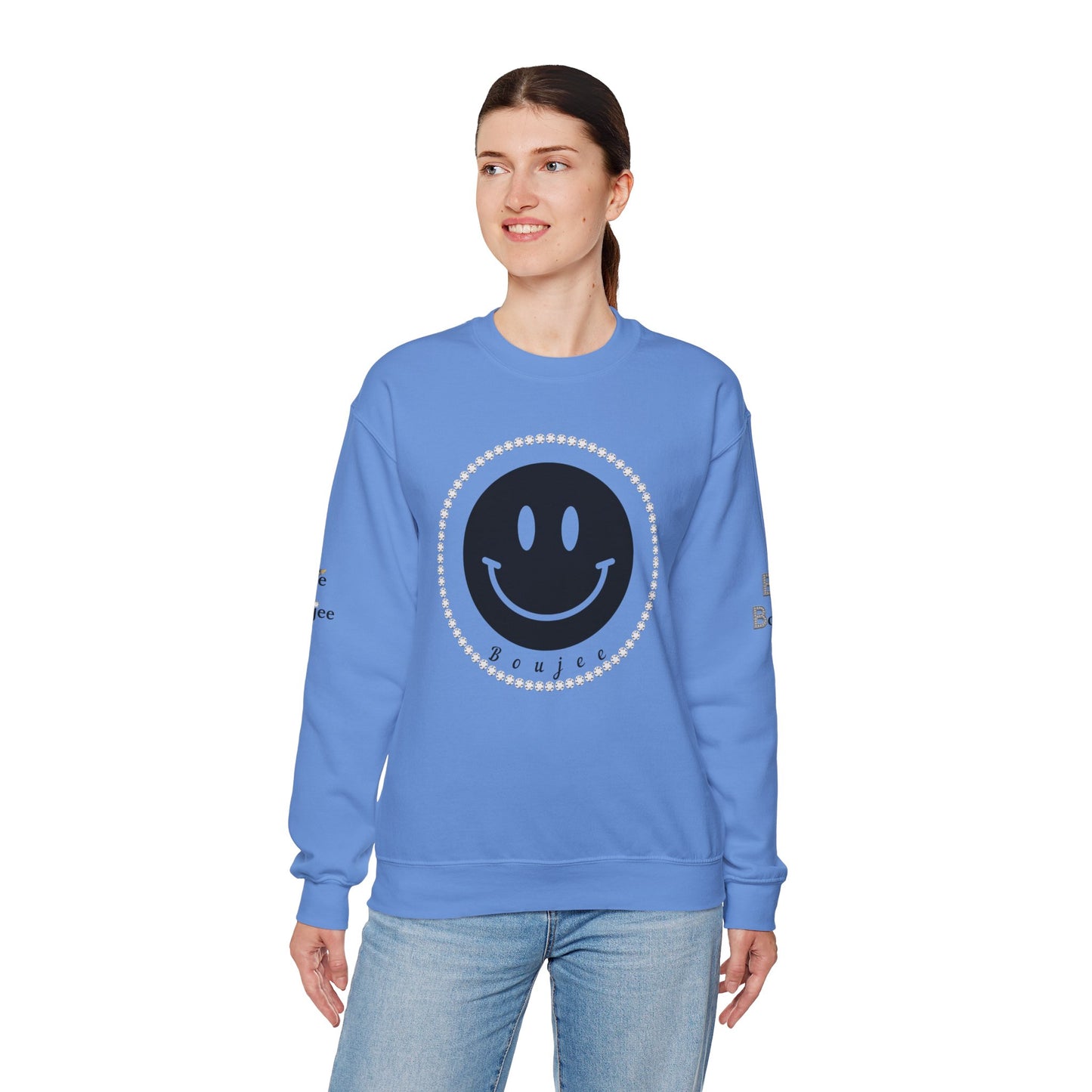 Boujee Smiley Face Black - Heavy Blend™ Light Colors Crewneck Sweatshirt