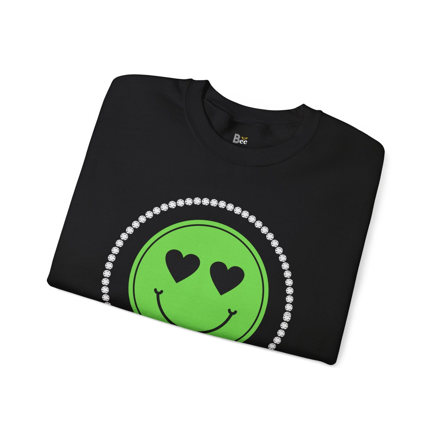 Boujee Smiley Face Green Heart Eyes - Heavy Blend™ Dark Colors Crewneck Sweatshirt