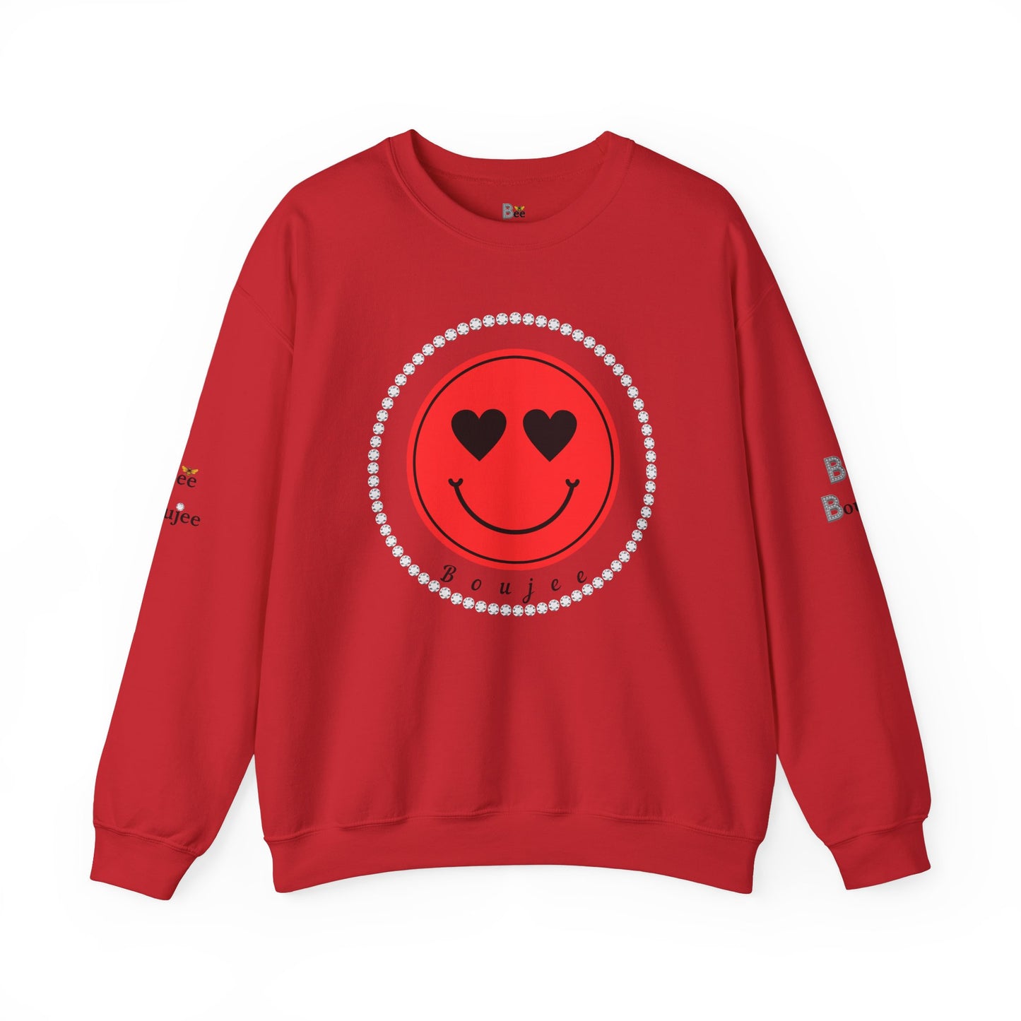 Boujee Smiley Face Heart Eyes Red - Heavy Blend™ Light Colors Crewneck Sweatshirt