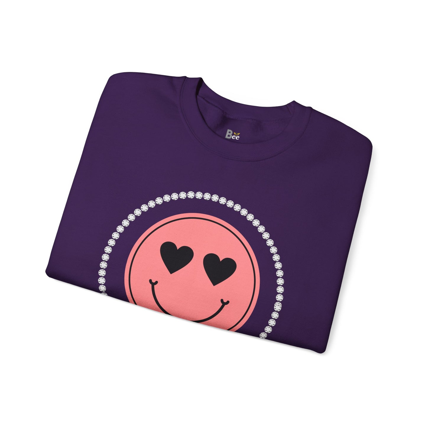Boujee Smiley Face Pink Heart Eyes - Heavy Blend™ Dark Colors Crewneck Sweatshirt