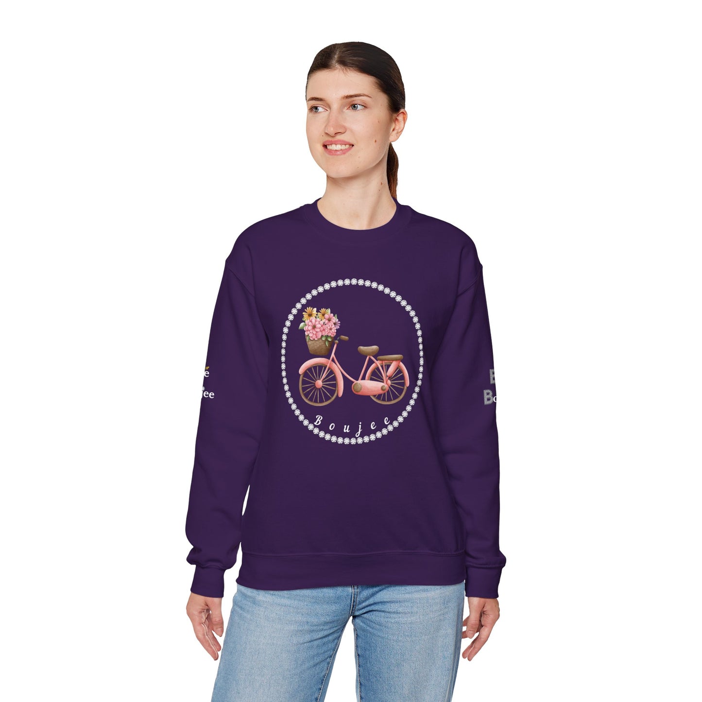 Boujee Bicycle Bouquet - Heavy Blend™ Dark Colors Crewneck Sweatshirt
