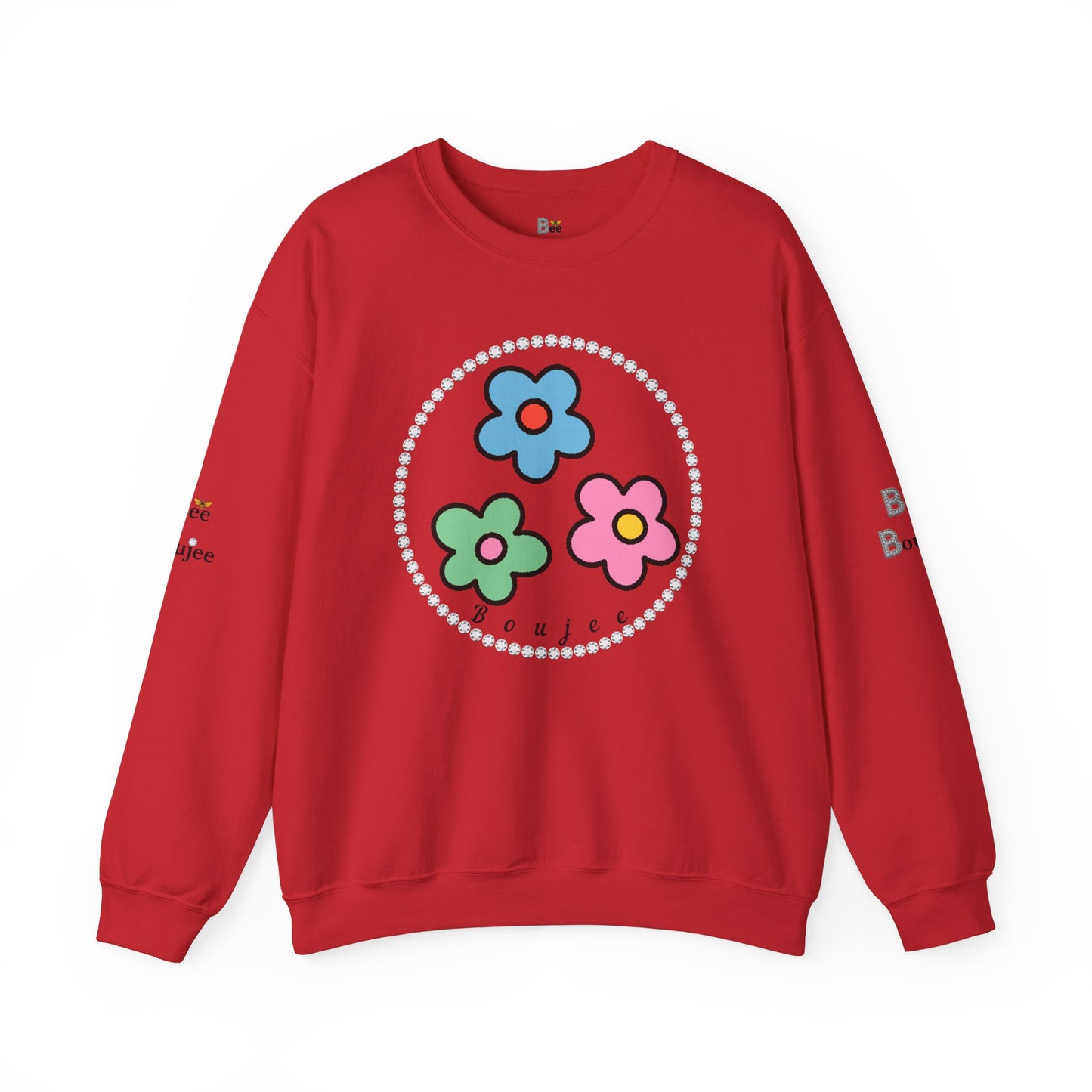 Boujee Mini Flowers Blue Pink Green - Heavy Blend™ Light Colors Crewneck Sweatshirt