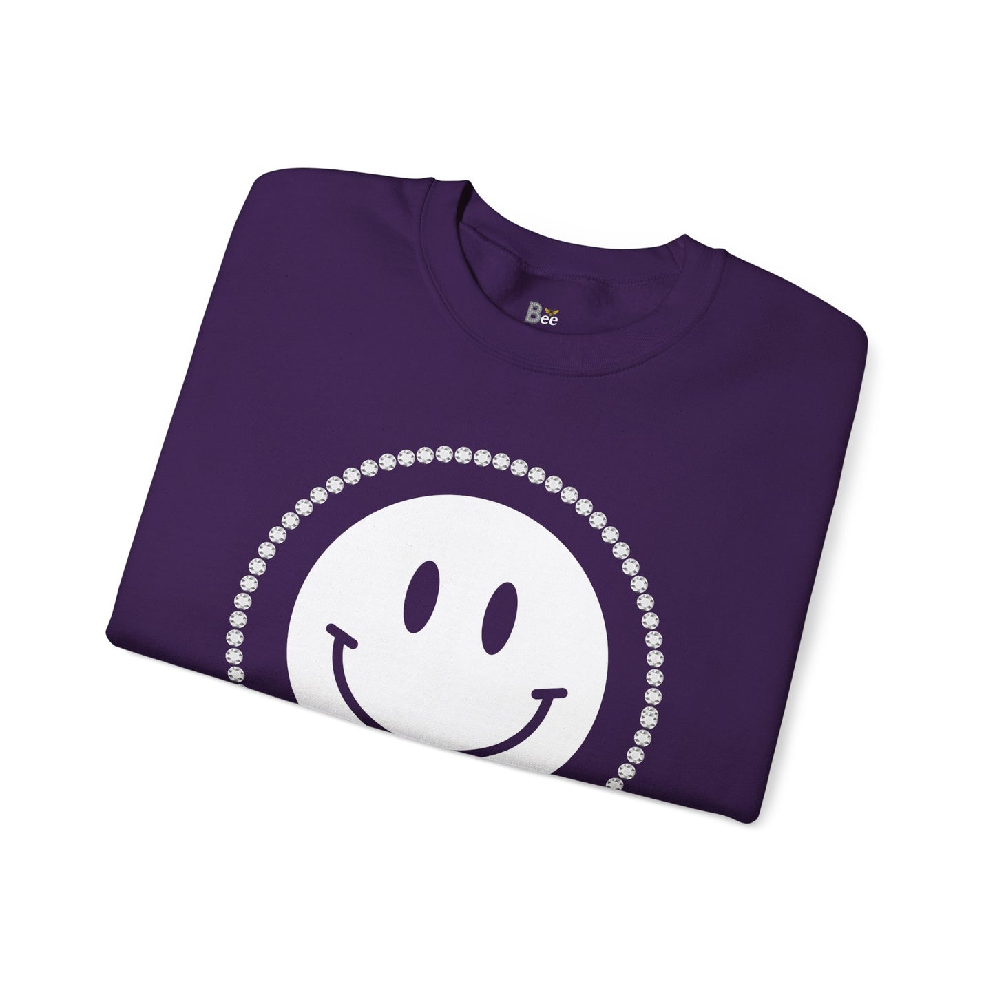 Boujee Smiley Face White - Heavy Blend™ Dark Colors Crewneck Sweatshirt