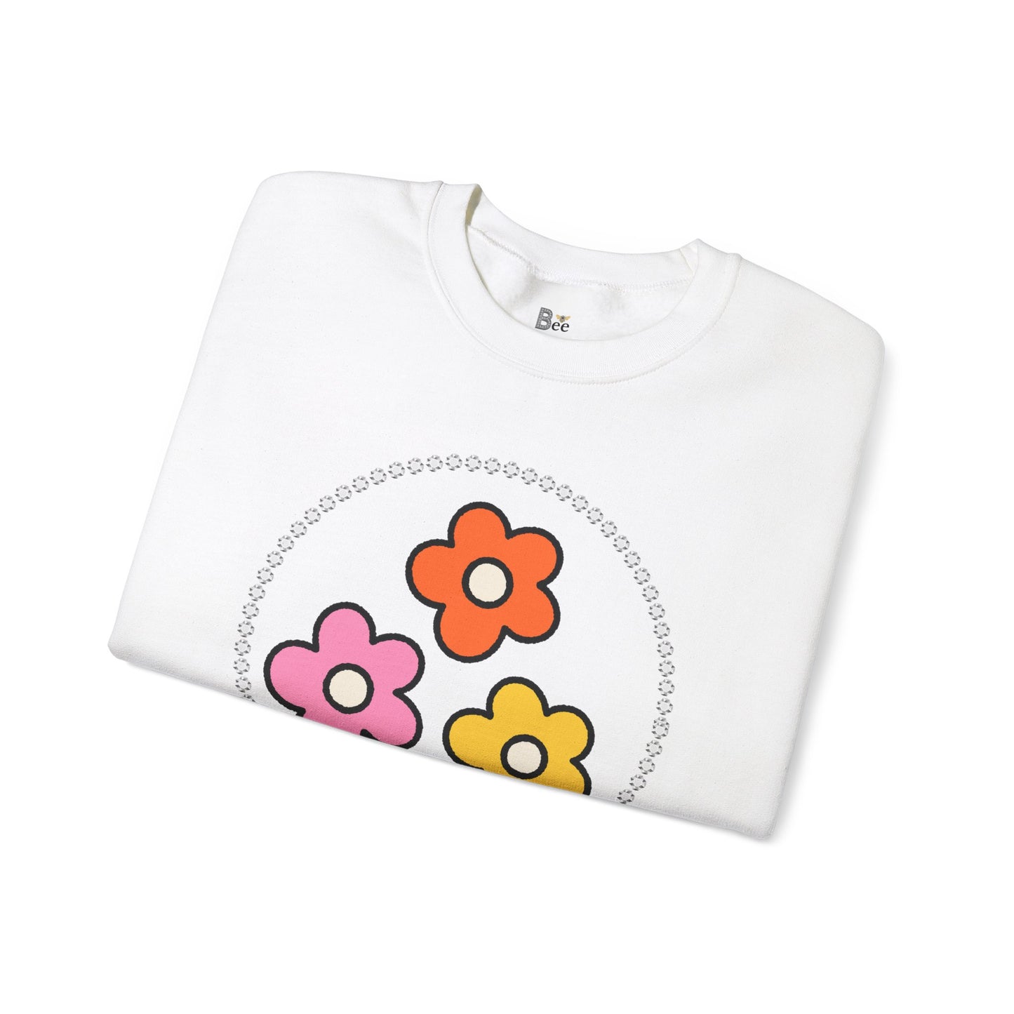 Boujee Mini Flowers Pink Orange Yellow - Heavy Blend™ Light Colors Crewneck Sweatshirt