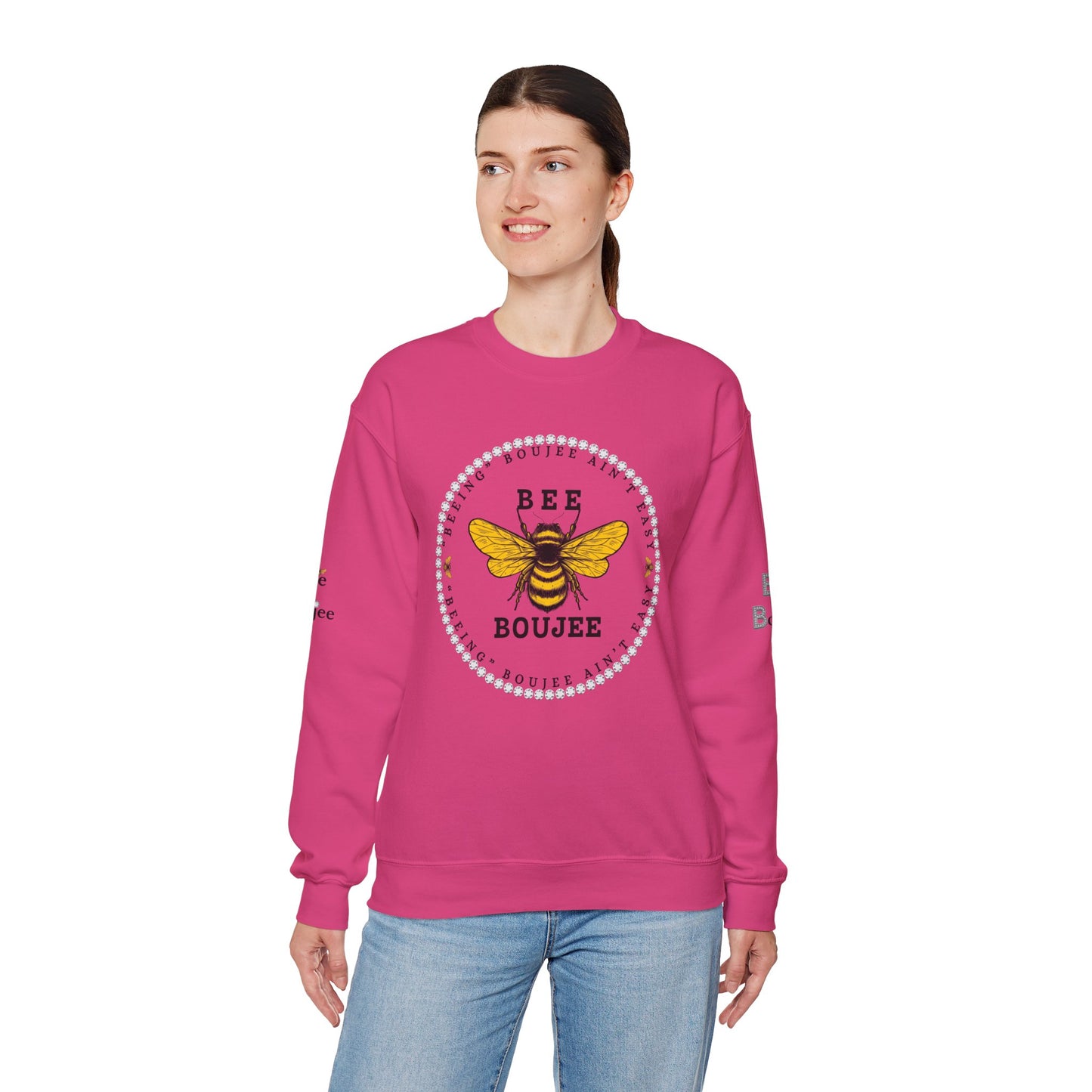 "Beeing" Boujee Ain't Easy - Heavy Blend™ Light Colors Crewneck Sweatshirt