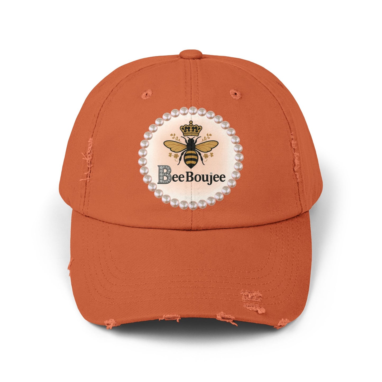 Bee Boujee Distressed Pearl-Emblem Cap