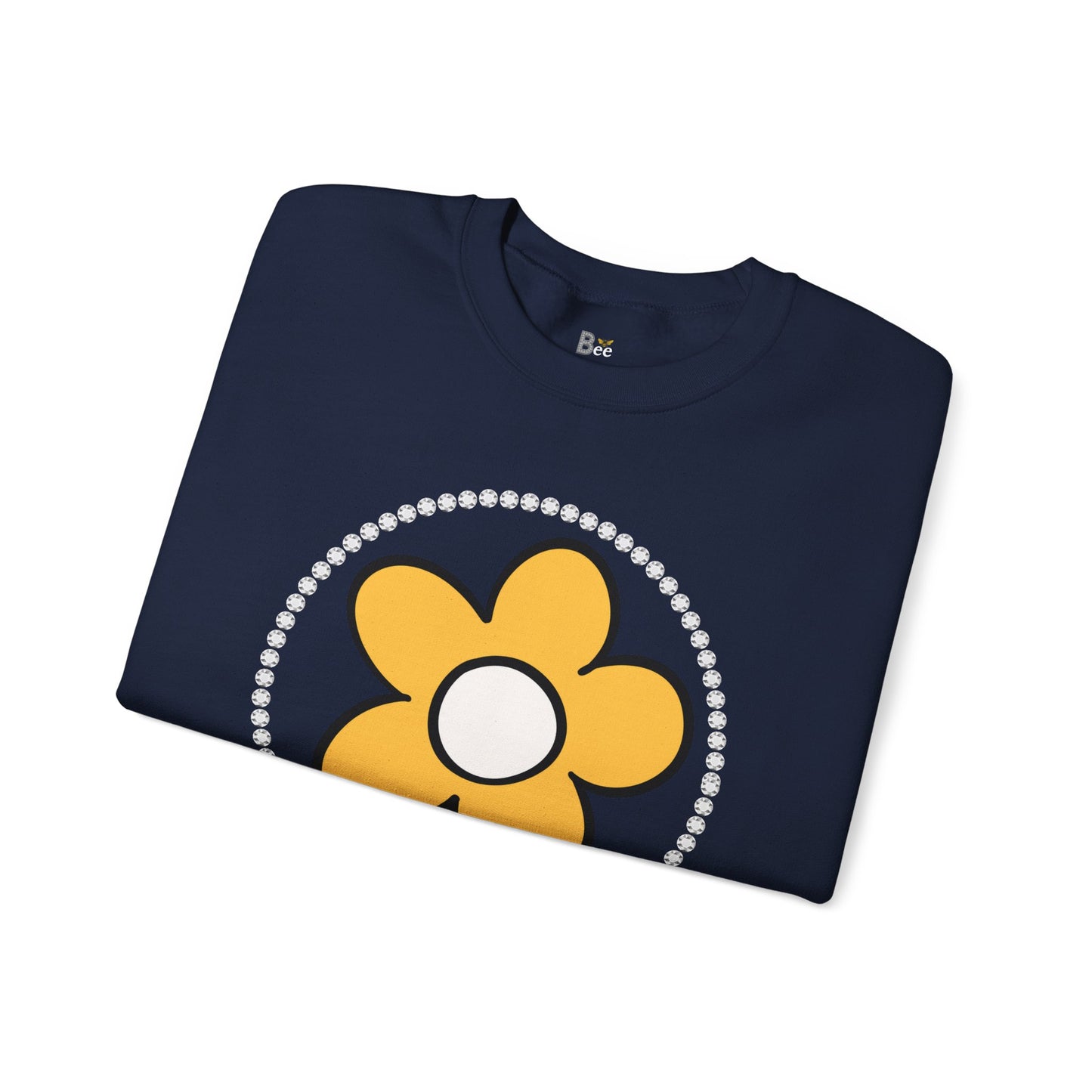 Boujee Flower Yellow White - Heavy Blend™ Dark Colors Crewneck Sweatshirt