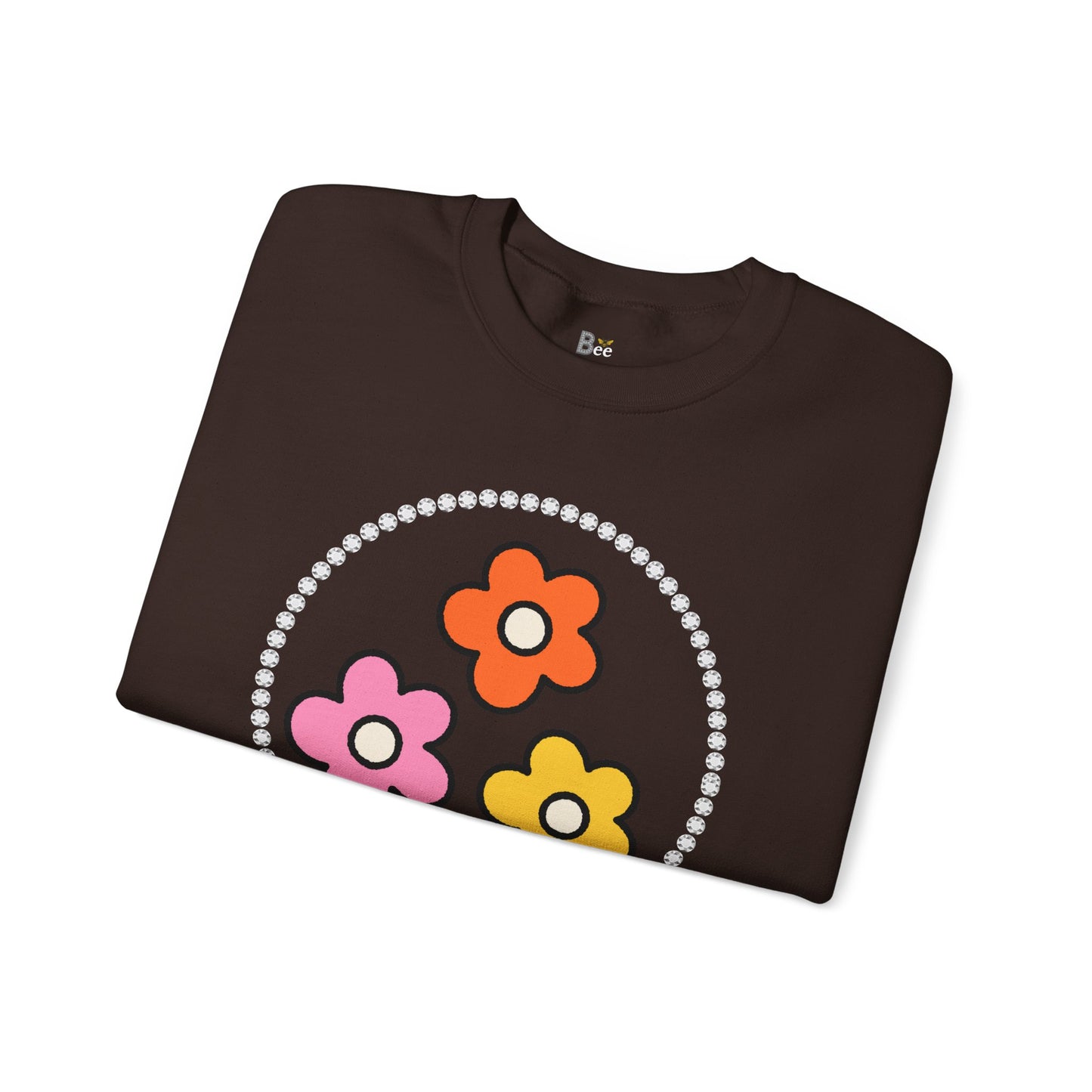 Boujee Mini Flowers Pink Orange Yellow in Diamonds Heavy Blend™ Dark Colors Crewneck Sweatshirt