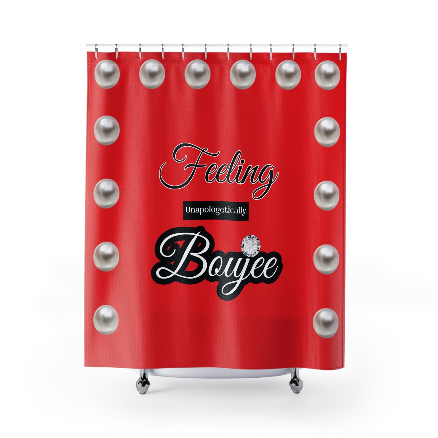 Feeling Boujee - Shower Curtain RED with PEARLS
