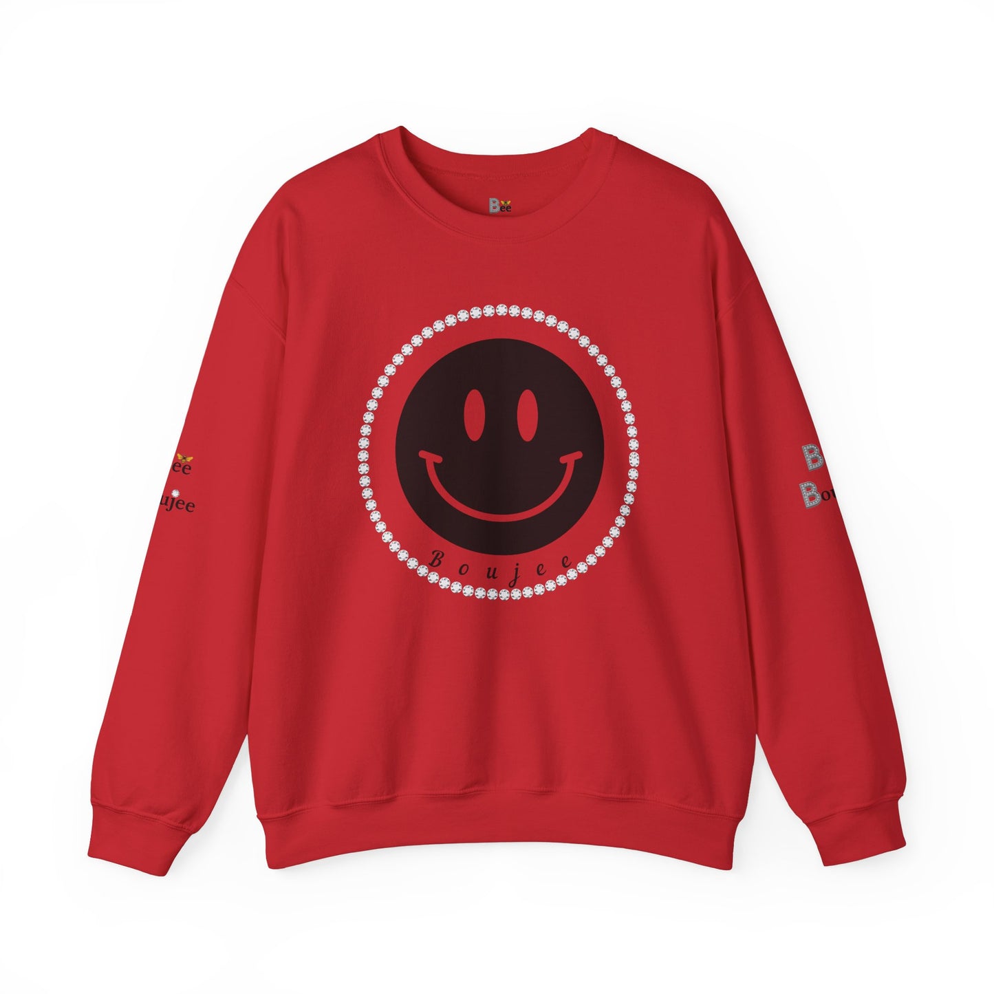 Boujee Smiley Face Black - Heavy Blend™ Light Colors Crewneck Sweatshirt