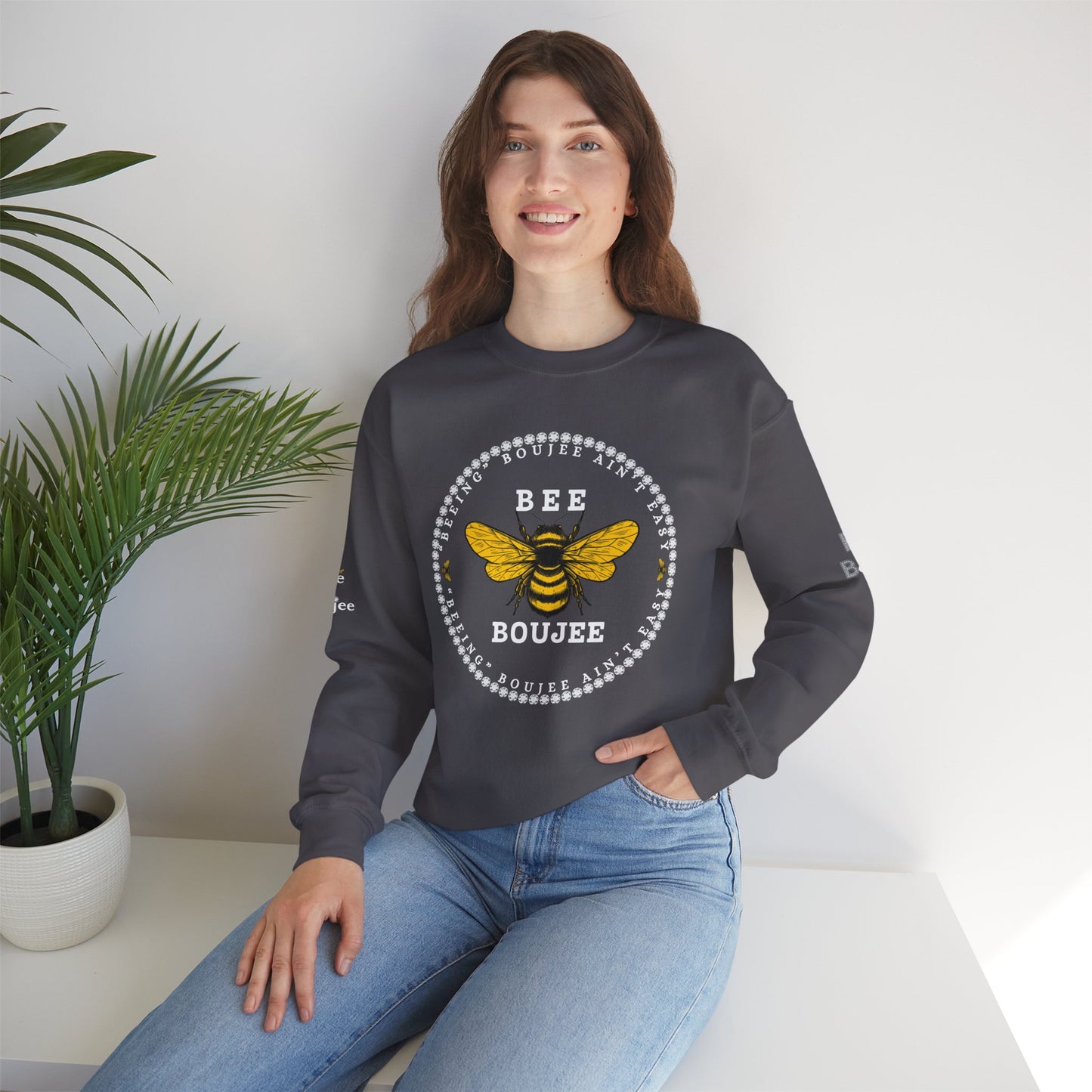 "Beeing" Boujee Ain't Easy - Heavy Blend™ Dark Colors Crewneck Sweatshirt