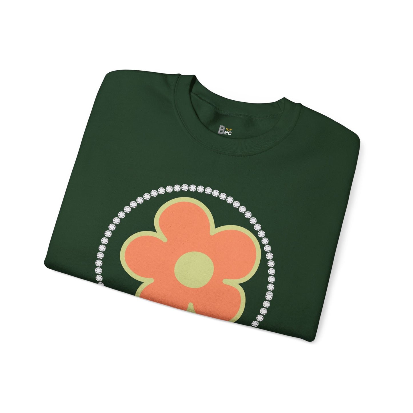 Boujee Flower Orange Green - Heavy Blend™ Dark Colors Crewneck Sweatshirt