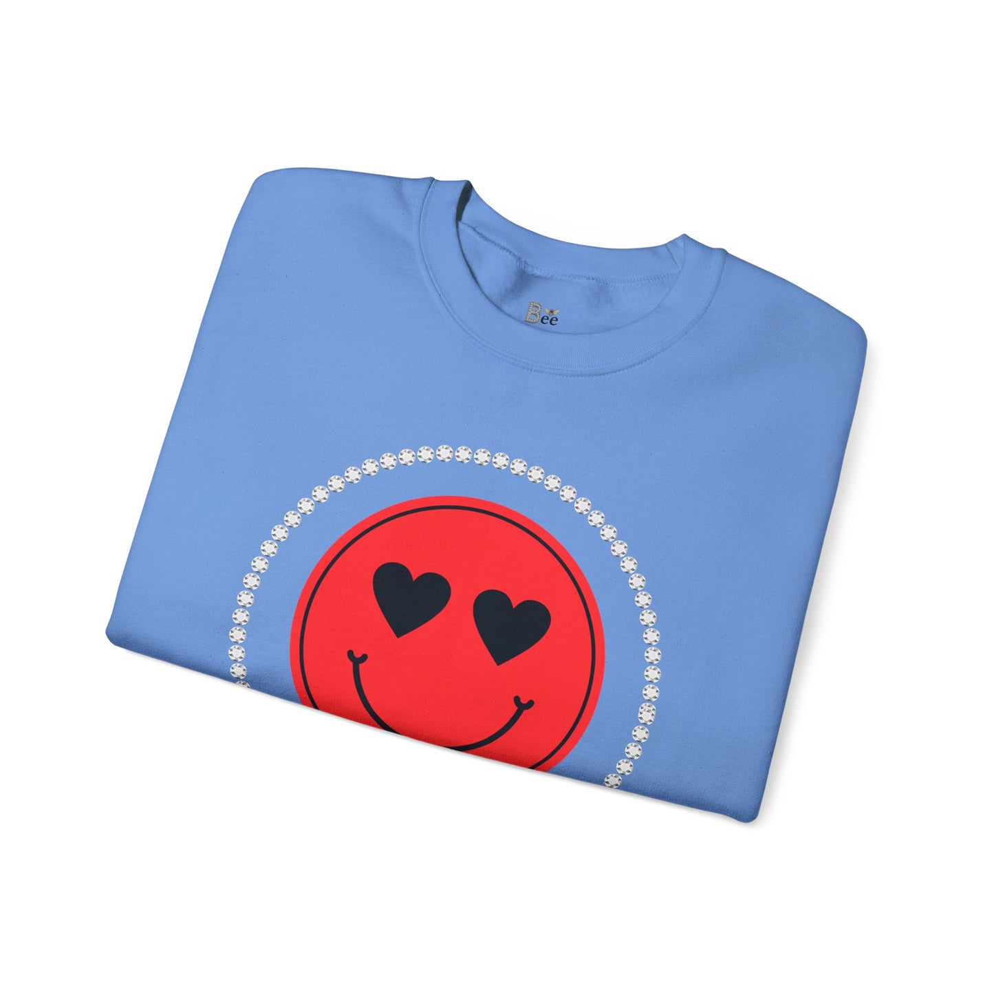 Boujee Smiley Face Heart Eyes Red - Heavy Blend™ Light Colors Crewneck Sweatshirt
