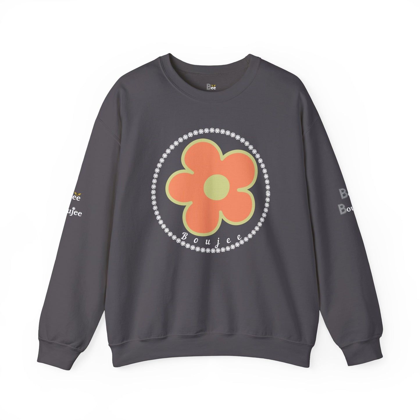 Boujee Flower Orange Green - Heavy Blend™ Dark Colors Crewneck Sweatshirt