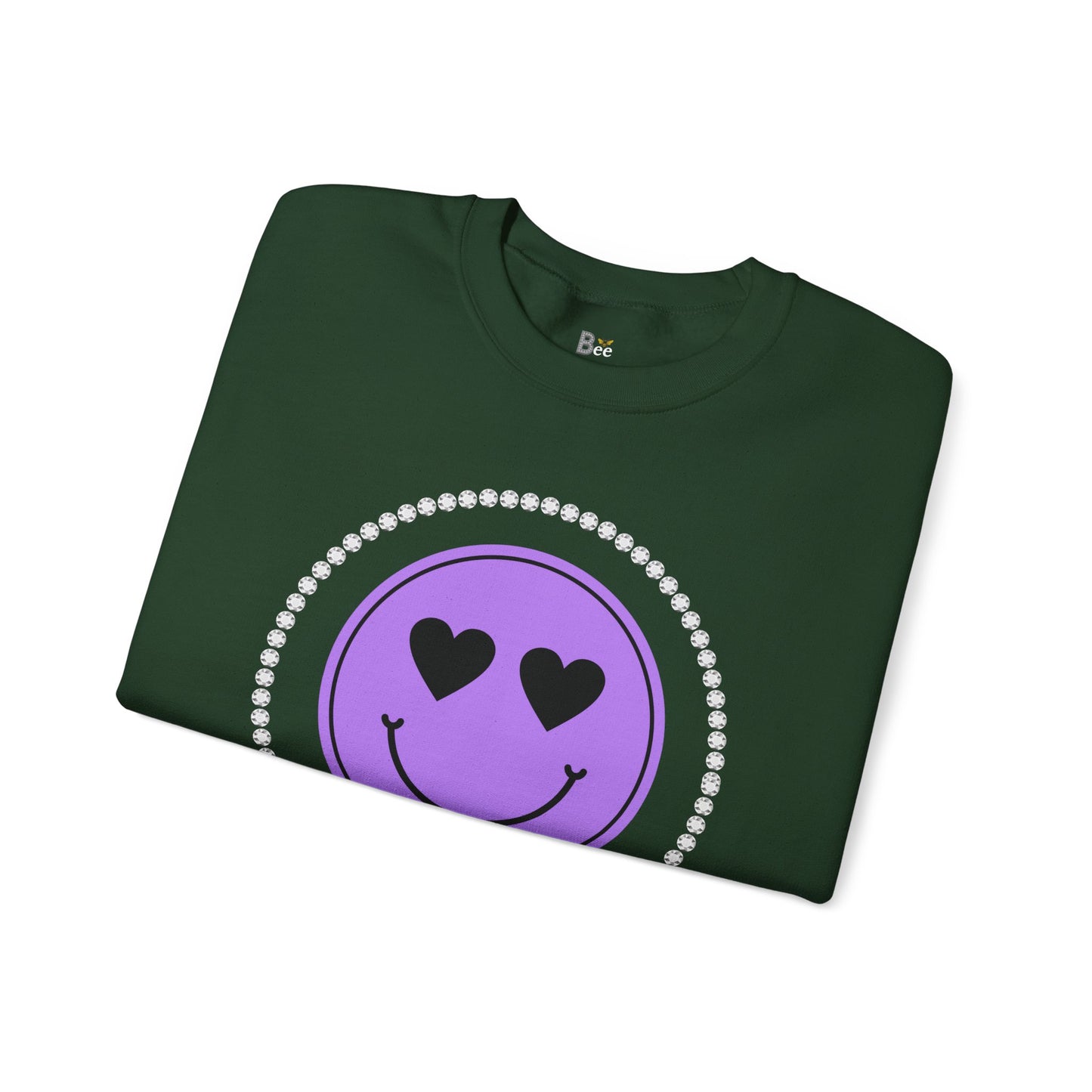 Boujee Smiley Face Purple Heart Eyes Yellow - Heavy Blend™ Dark Colors Crewneck Sweatshirt