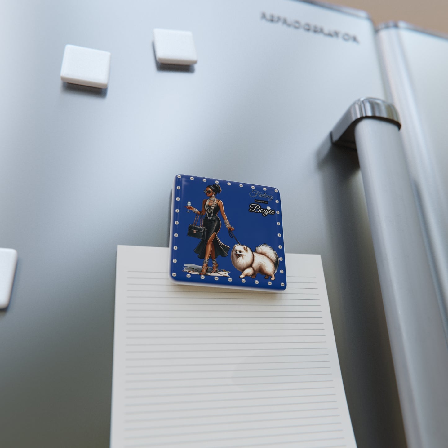 Feeling Boujee in PEARLS - Porcelain Magnet 02, Square BLUE