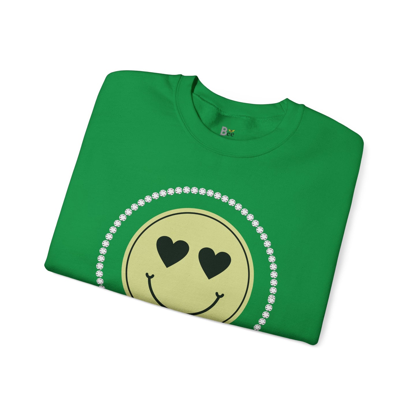 Boujee Smiley Face Heart Eyes Beige - Heavy Blend™ Light Colors Crewneck Sweatshirt