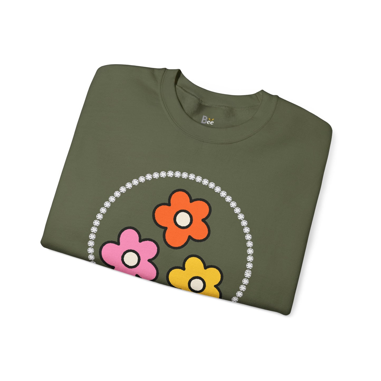 Boujee Mini Flowers Pink Orange Yellow in Diamonds Heavy Blend™ Dark Colors Crewneck Sweatshirt