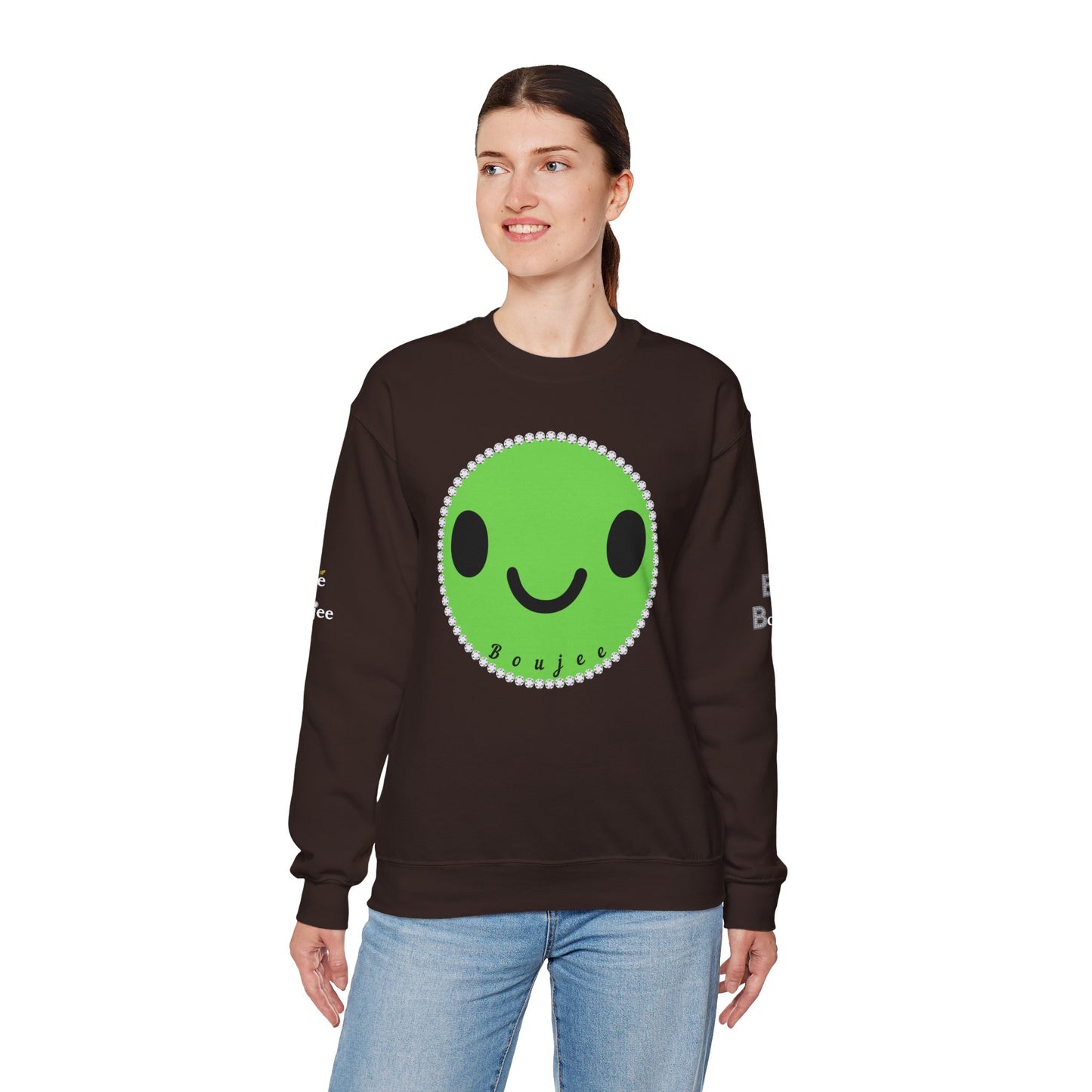 Boujee Smiley Face Green - Heavy Blend™ Dark Colors Crewneck Sweatshirt