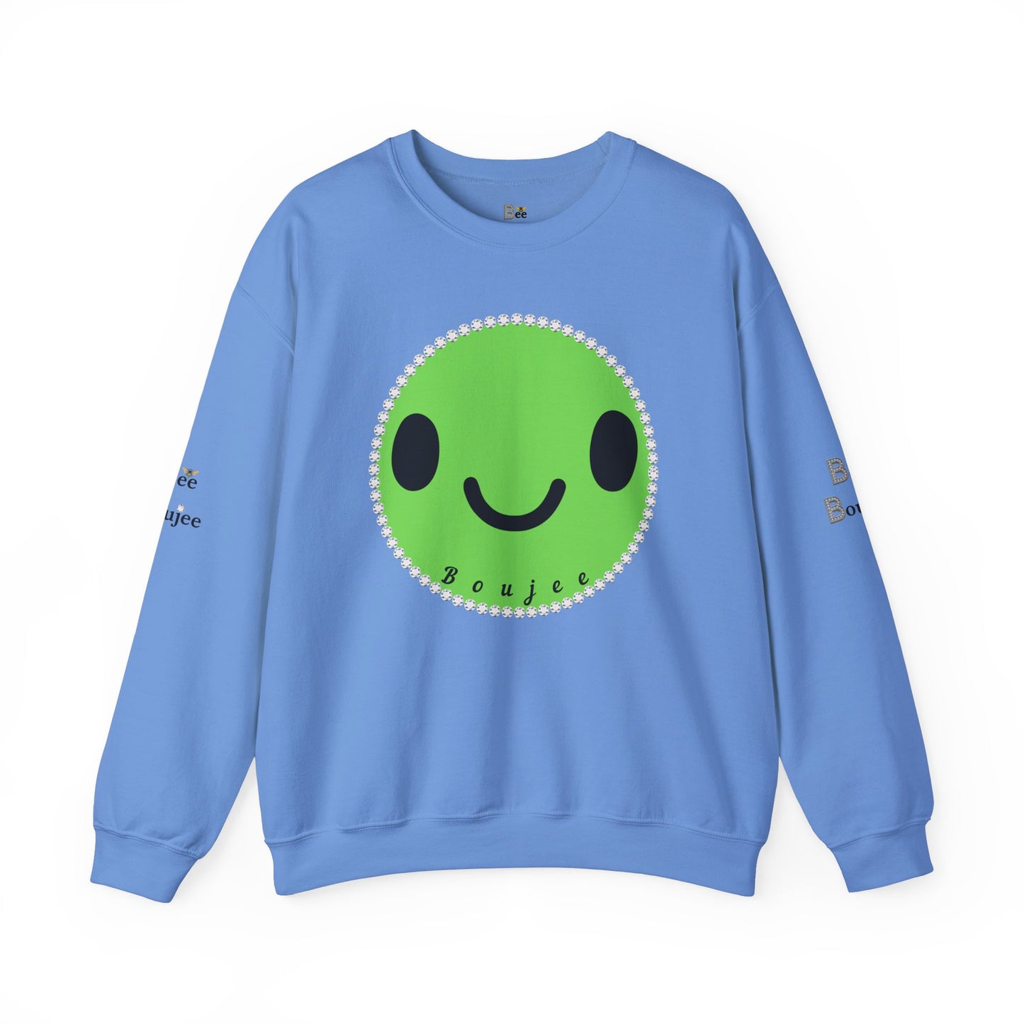 Boujee Smiley Face Green - Heavy Blend™ Light Colors Crewneck Sweatshirt