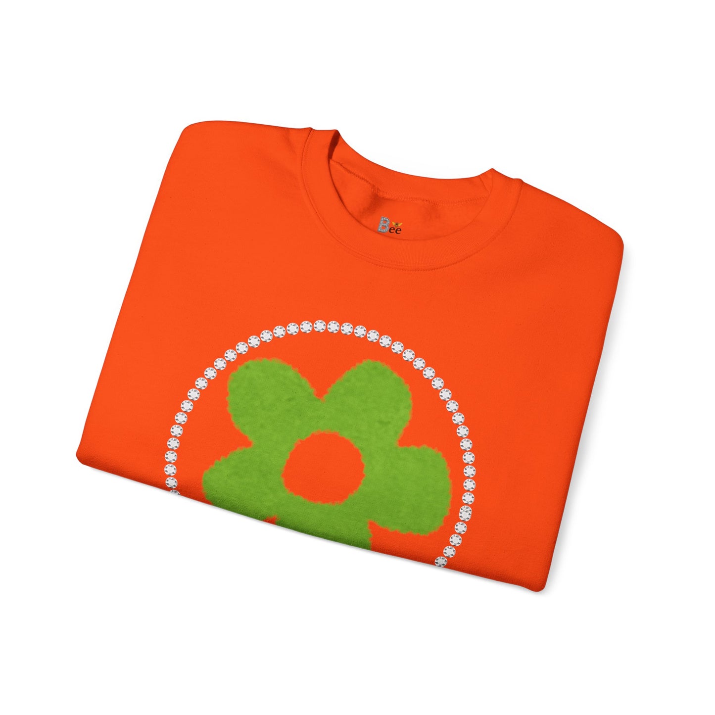Boujee Fuzzy Green Flower - Heavy Blend™ Light Colors Crewneck Sweatshirt