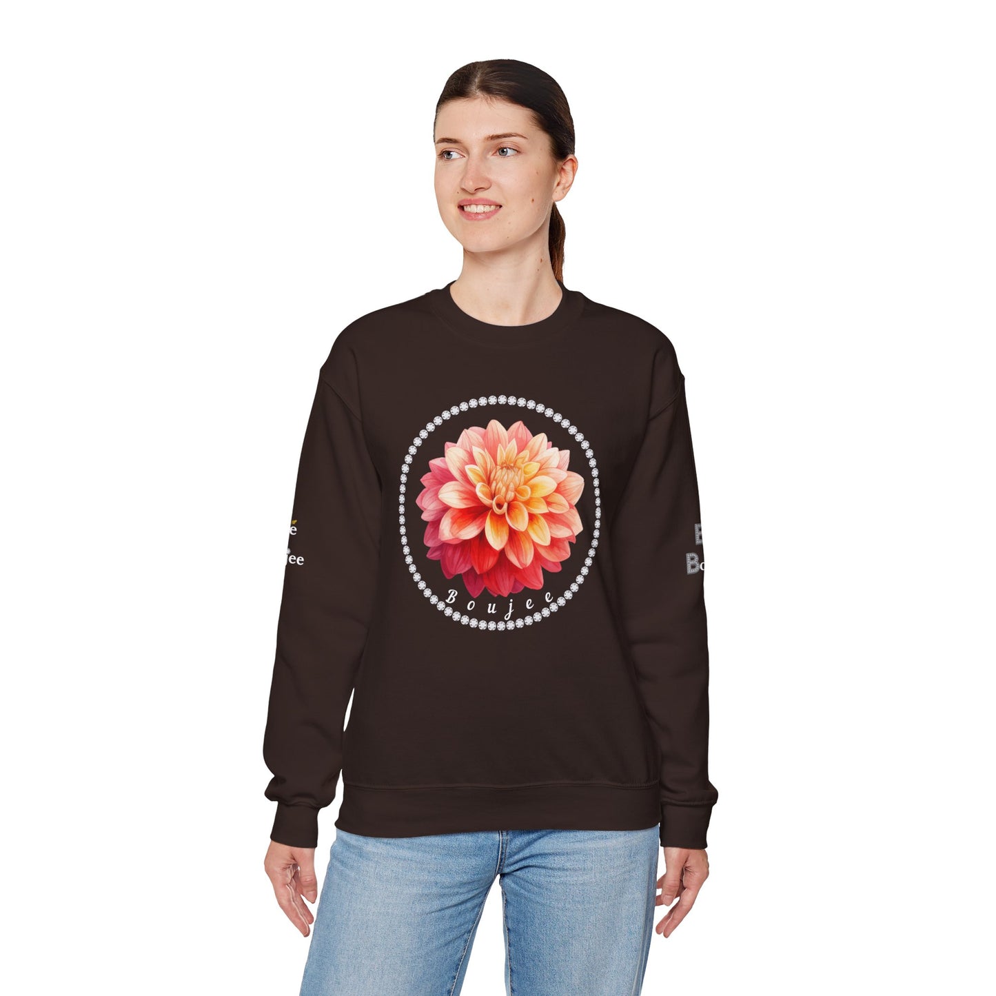 Boujee Flower Pink Yellow - Heavy Blend™ Dark Colors Crewneck Sweatshirt