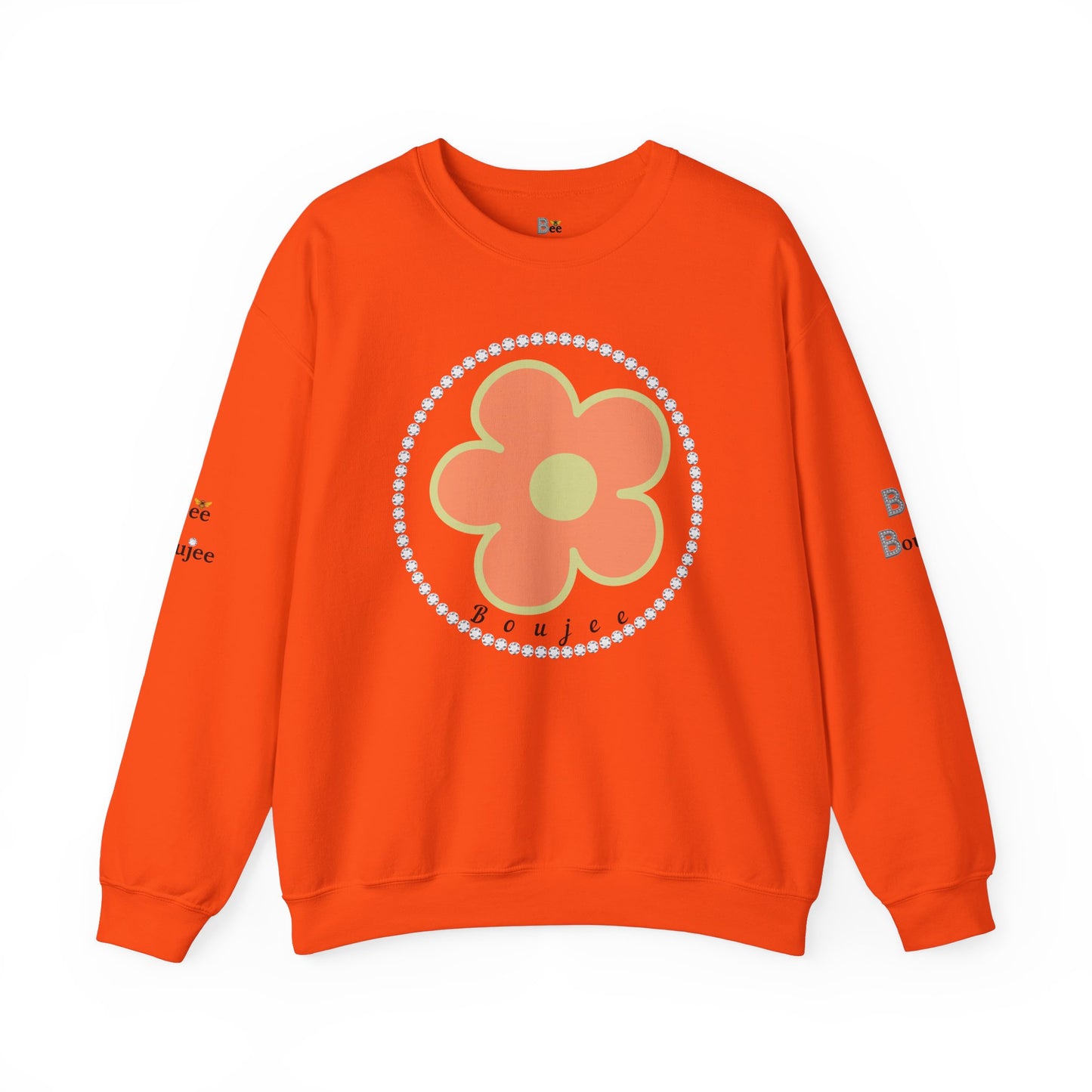 Boujee Flower Orange Green - Heavy Blend™ Light Colors Crewneck Sweatshirt