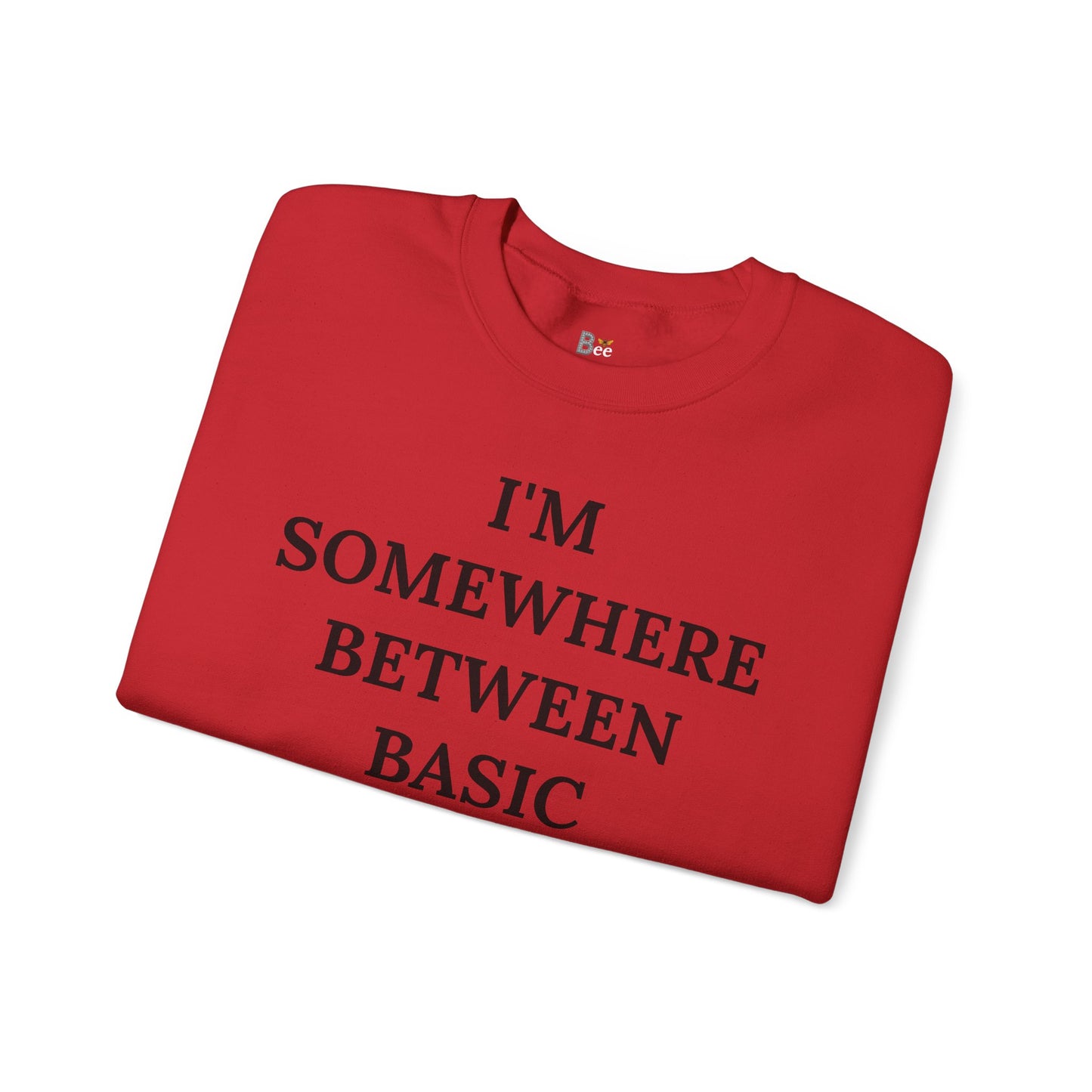 I'm Somewhere Between Basic & Boujee - Heavy Blend™ Light Colors Crewneck Sweatshirt