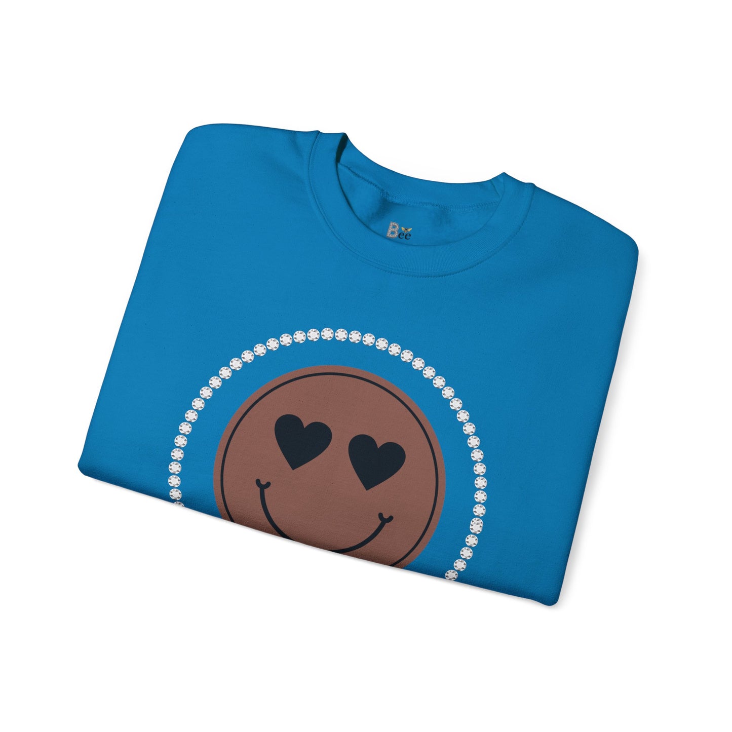 Boujee Smiley Face Heart Eyes Brown - Heavy Blend™ Light Colors Crewneck Sweatshirt