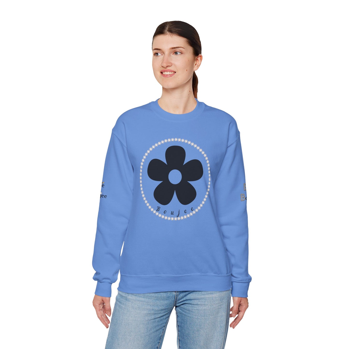 Boujee Black Flower - Heavy Blend™ Light Colors Crewneck Sweatshirt