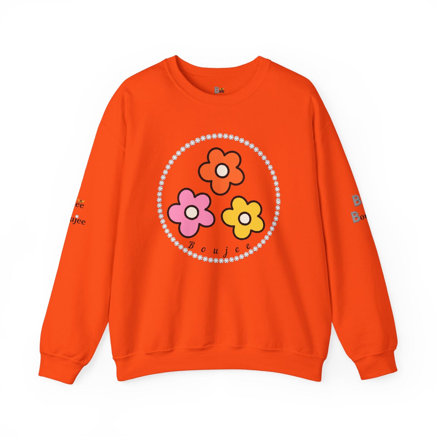 Boujee Mini Flowers Pink Orange Yellow - Heavy Blend™ Light Colors Crewneck Sweatshirt