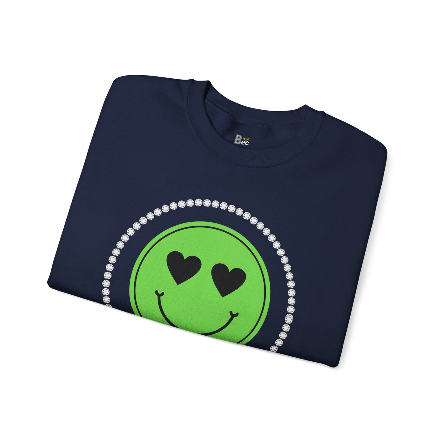 Boujee Smiley Face Green Heart Eyes - Heavy Blend™ Dark Colors Crewneck Sweatshirt
