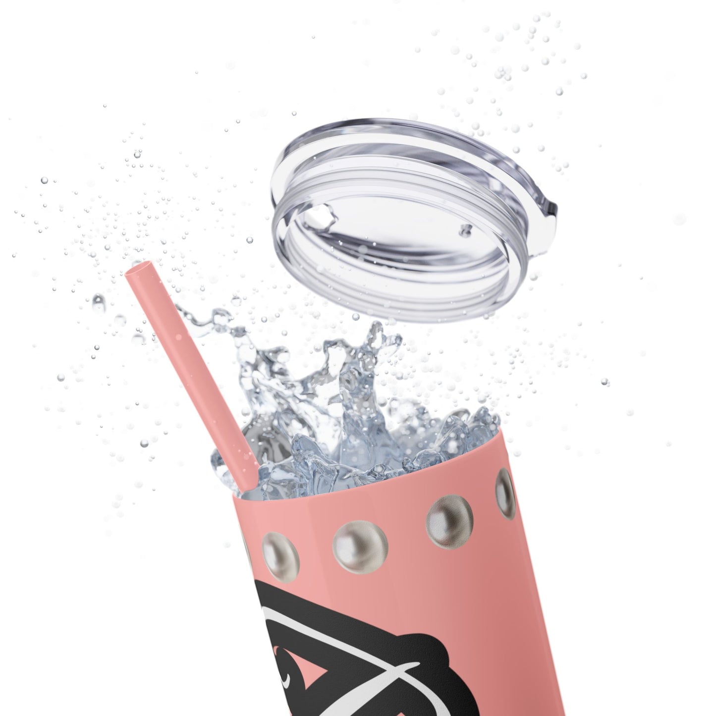 Boujee Yet Humble & Basic in PEARLS - Skinny Tumbler with Straw, 20oz