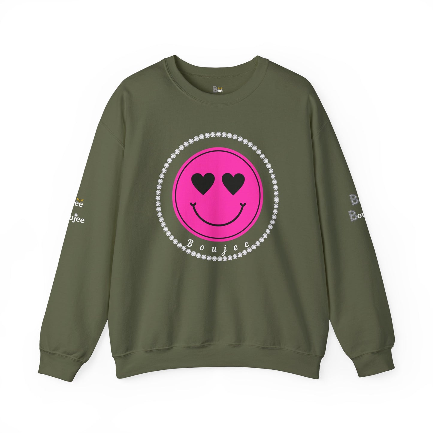 Boujee Smiley Face Pink Heart Eyes - Heavy Blend™ Dark Colors Crewneck Sweatshirt