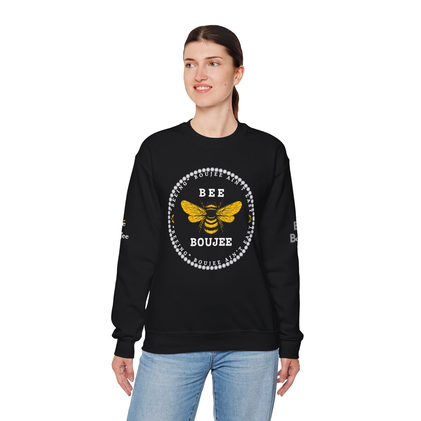 "Beeing" Boujee Ain't Easy - Heavy Blend™ Dark Colors Crewneck Sweatshirt
