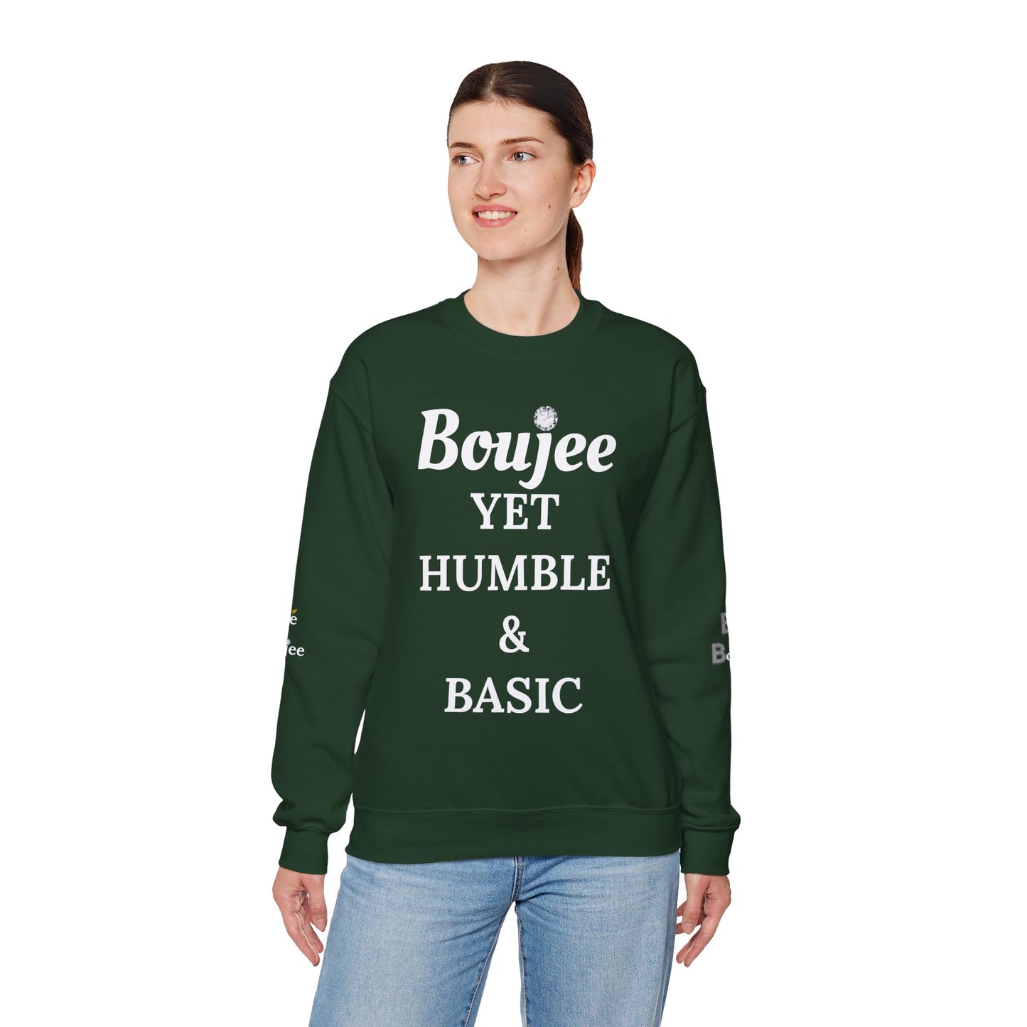 Boujee Yet Humble & Basic - Heavy Blend™ Dark Colors Crewneck Sweatshirt