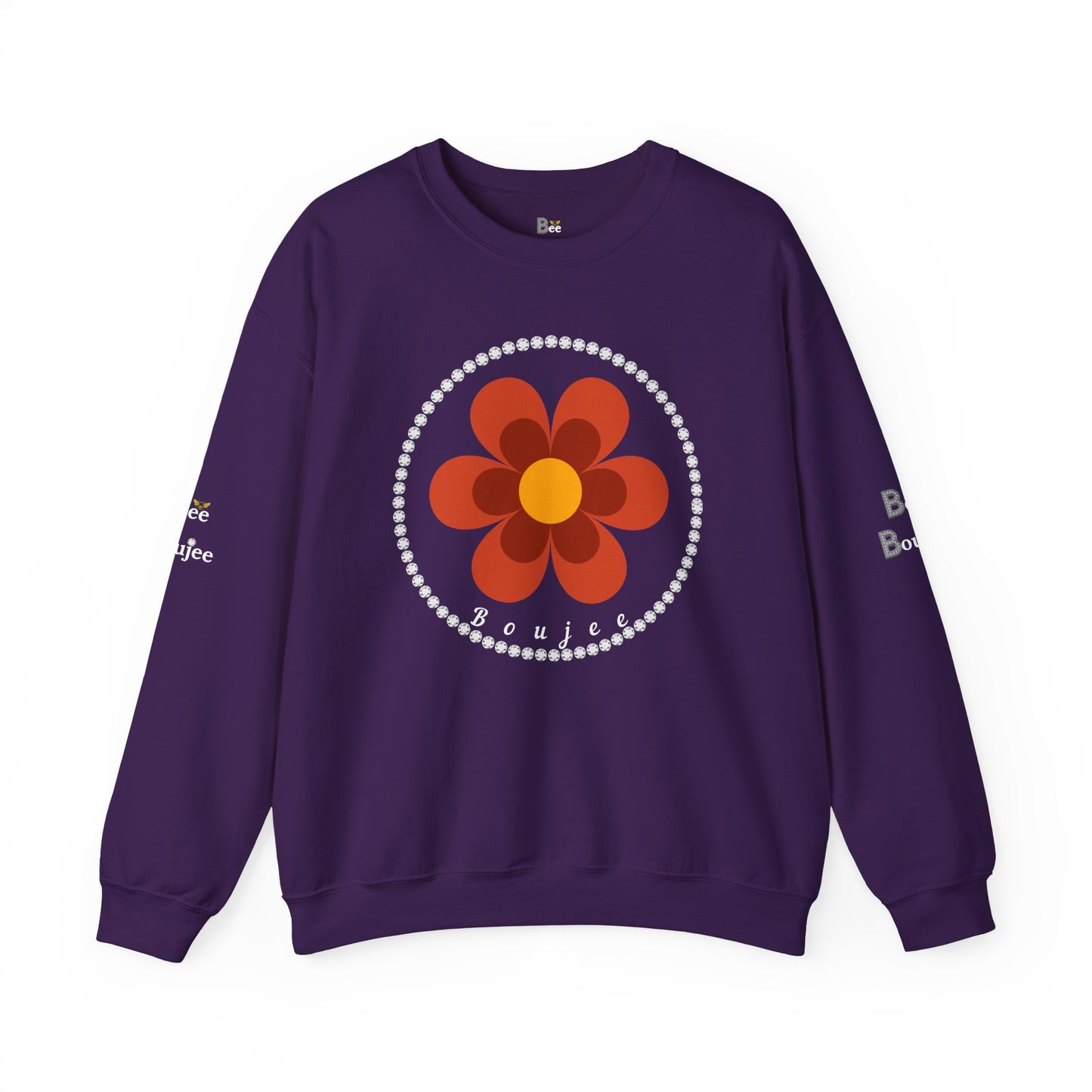 Boujee Flower Burnt Orange - Heavy Blend™ Dark Colors Crewneck Sweatshirt