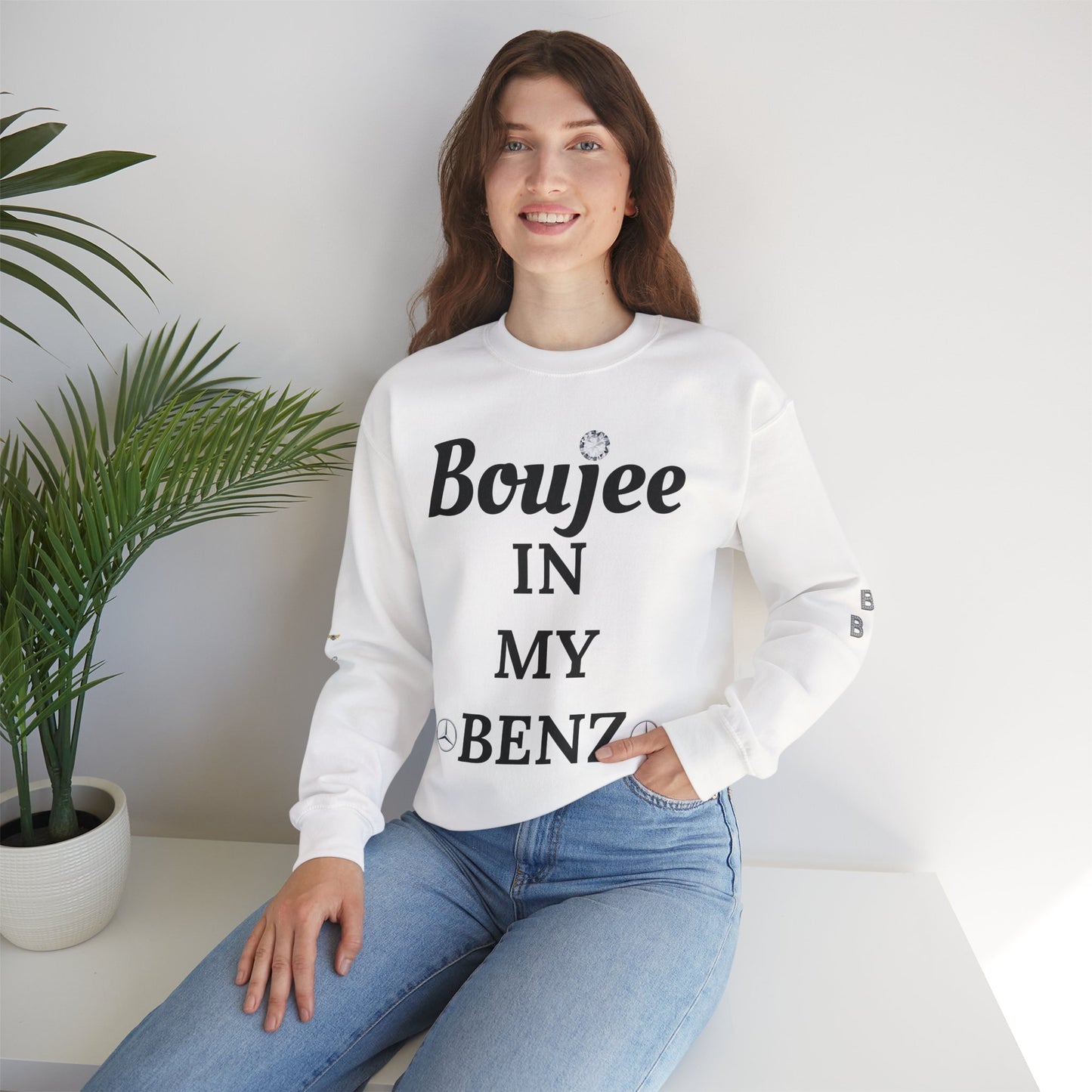 Boujee In My Benz - Heavy Blend™ Light Colors Crewneck Sweatshirt