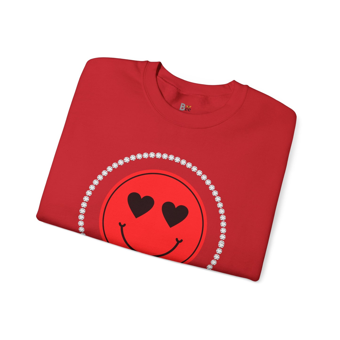 Boujee Smiley Face Heart Eyes Red - Heavy Blend™ Light Colors Crewneck Sweatshirt