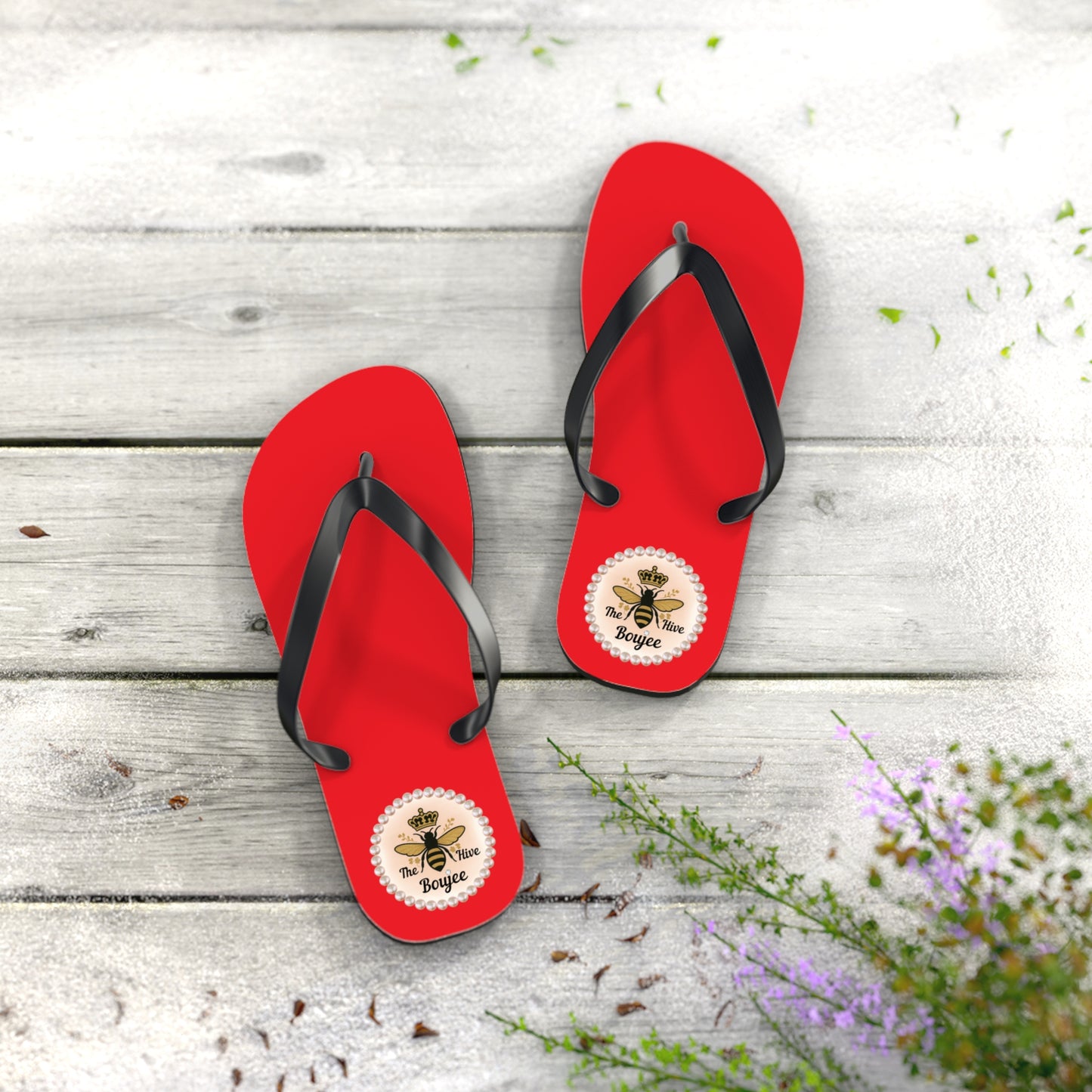 The Boujee Hive RED Flip Flops - MEDIUM
