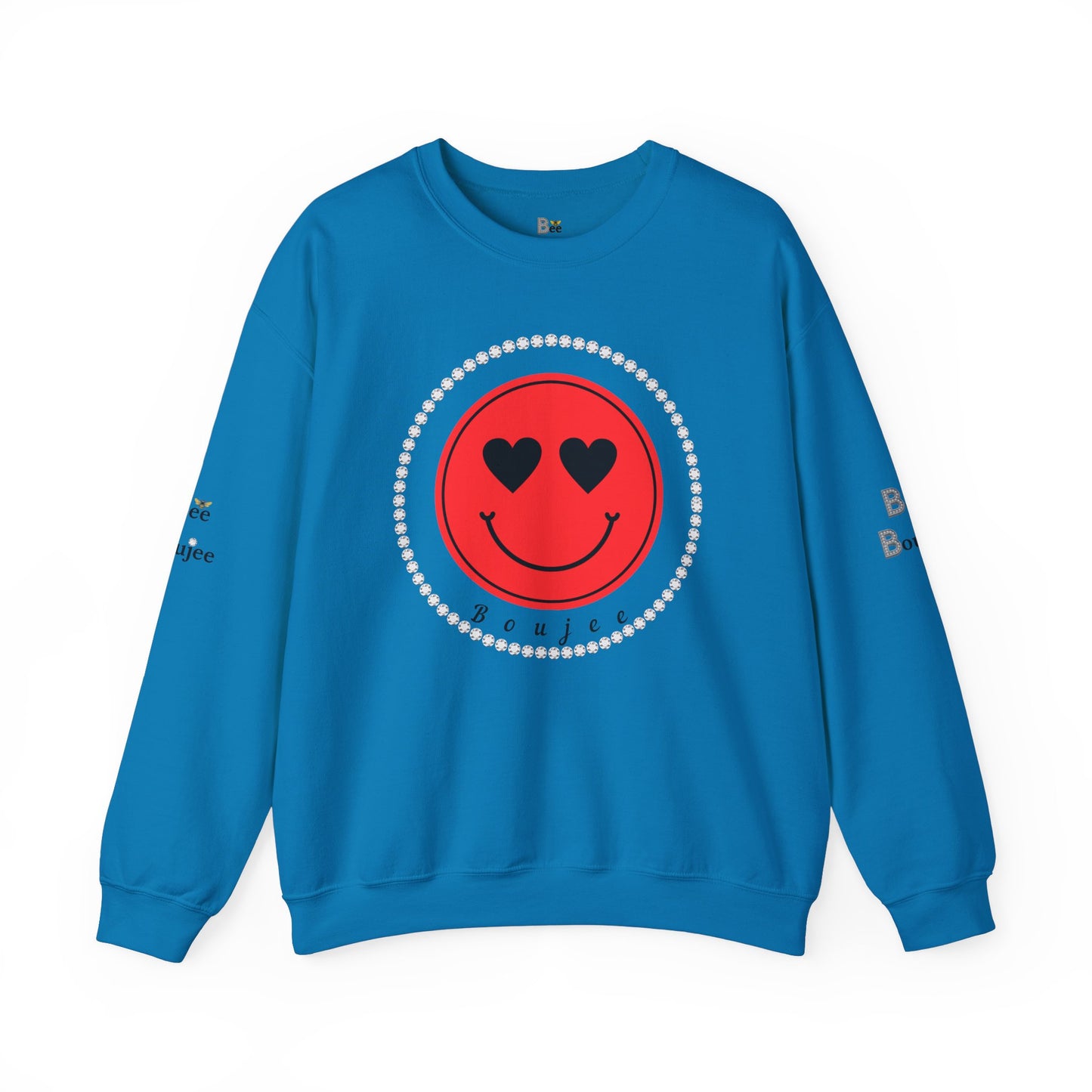 Boujee Smiley Face Heart Eyes Red - Heavy Blend™ Light Colors Crewneck Sweatshirt