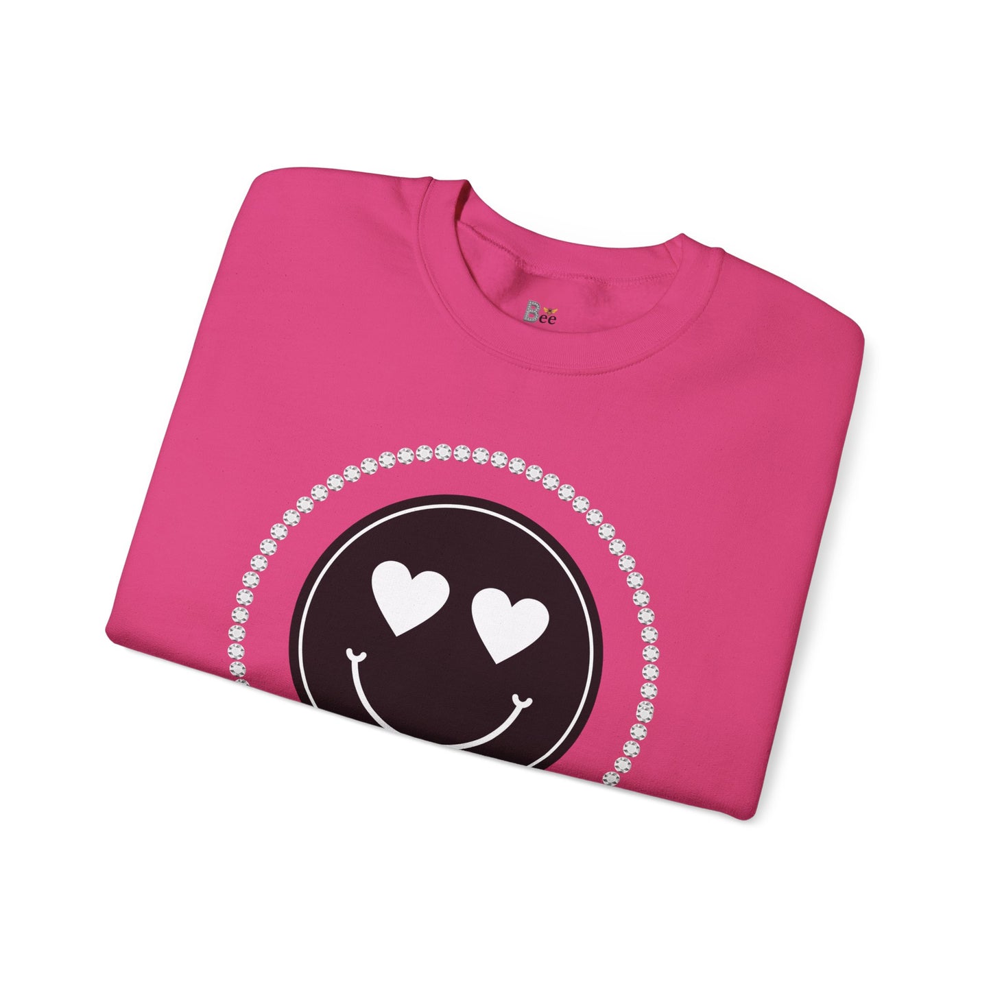 Boujee Smiley Face Heart Eyes Black - Heavy Blend™ Light Colors Crewneck Sweatshirt