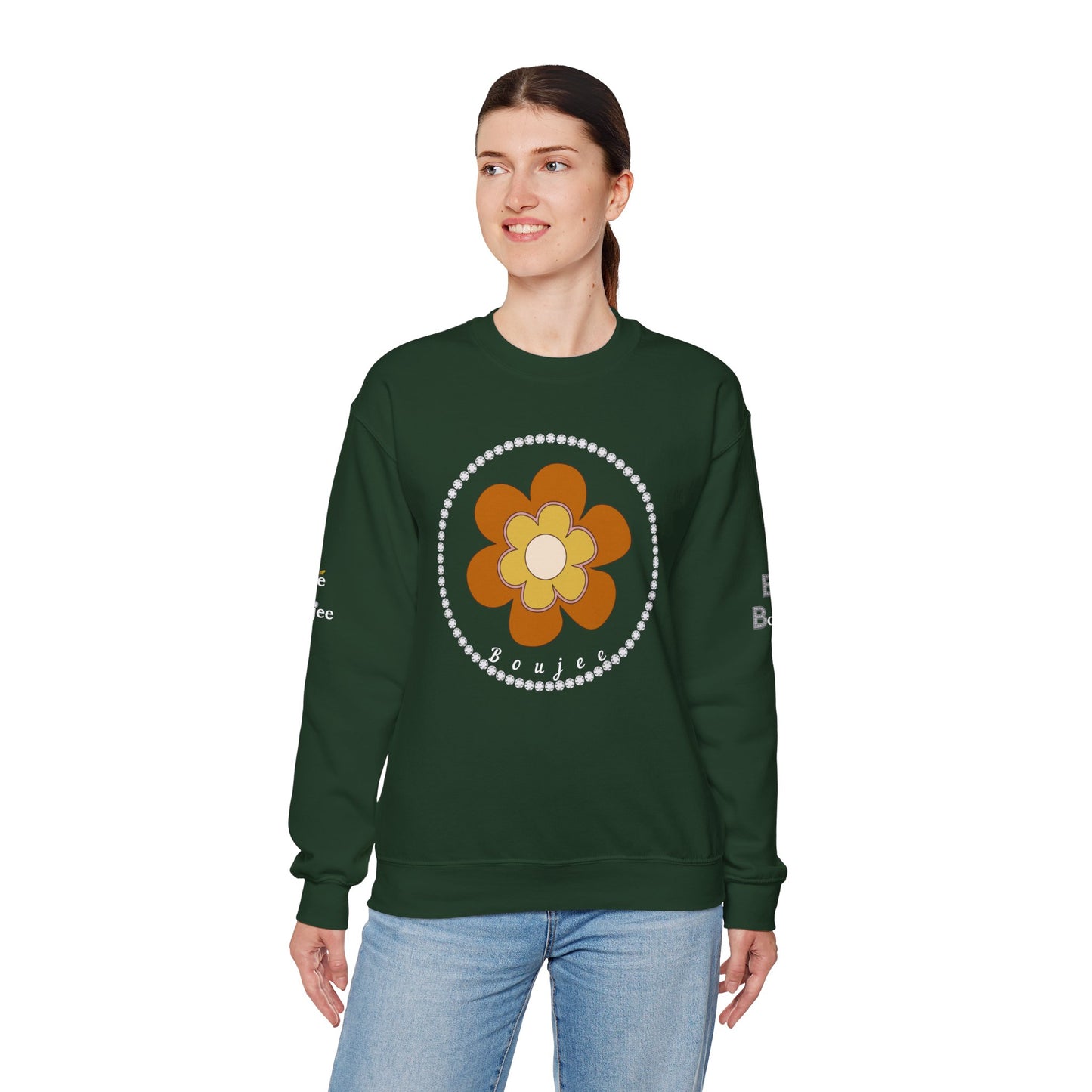 Boujee Brown Flower - Heavy Blend™ Dark Colors Crewneck Sweatshirt