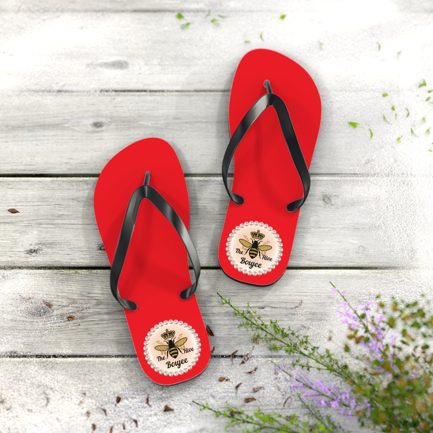 The Boujee Hive RED Flip Flops - LARGE